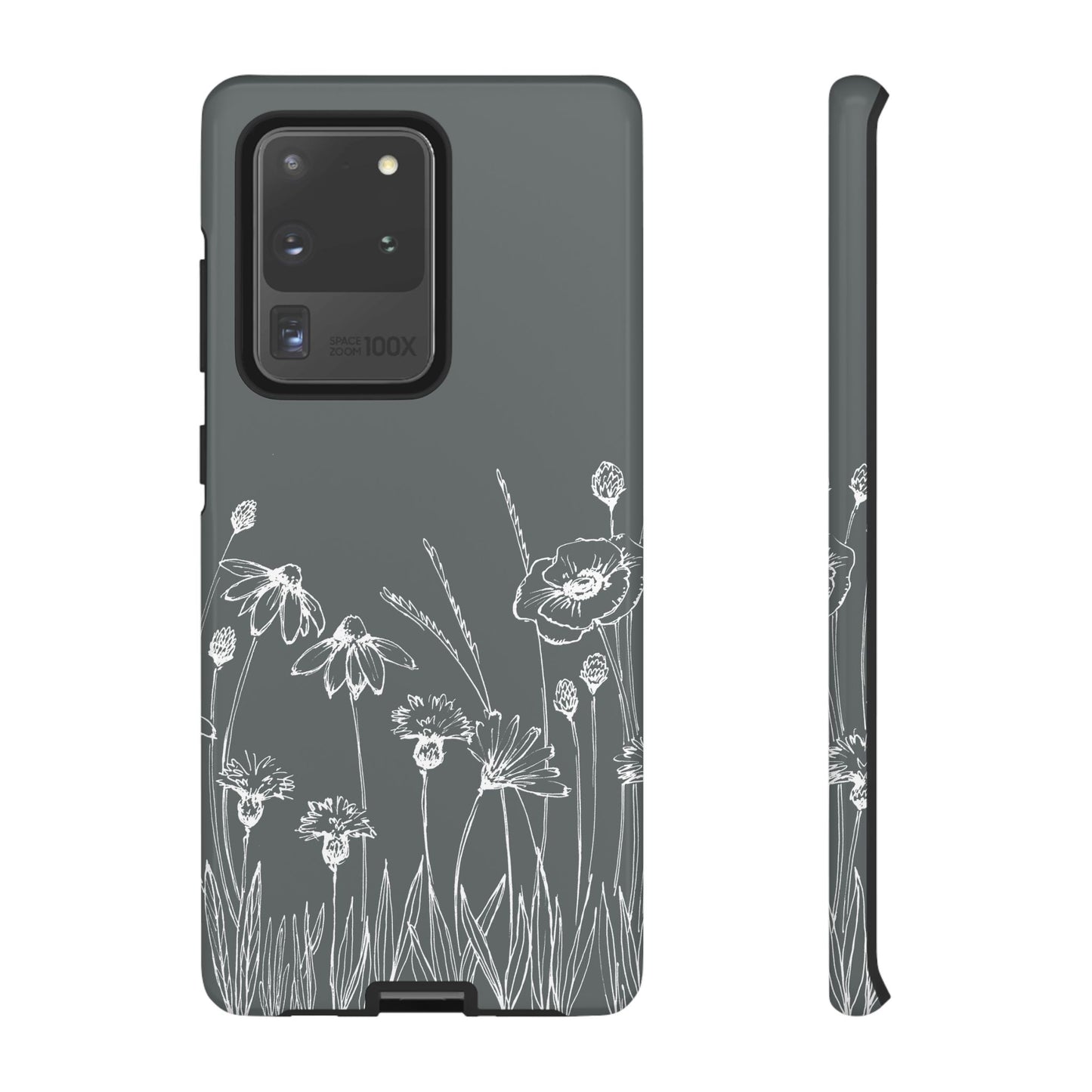 Doodle Flower Phone Case Gray