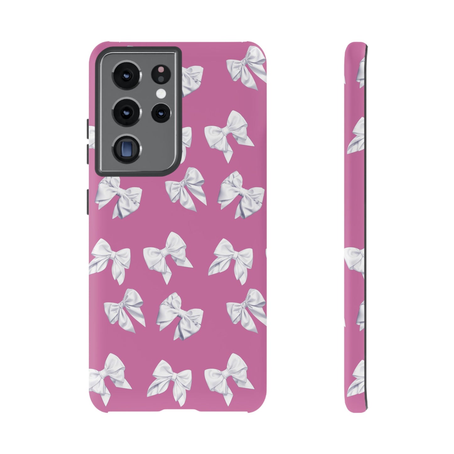 Bow Phone Case White on Pink