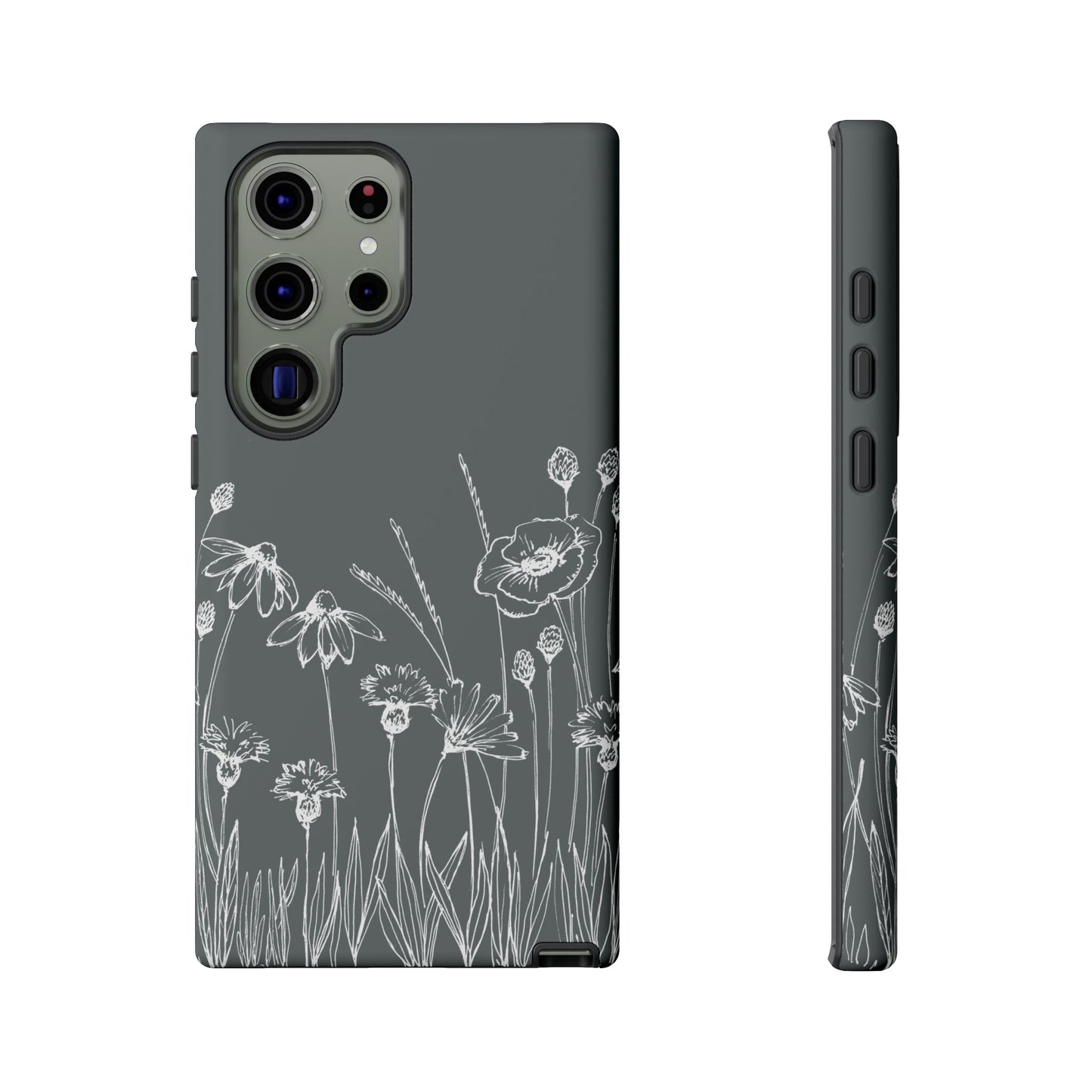 Doodle Flower Phone Case Gray