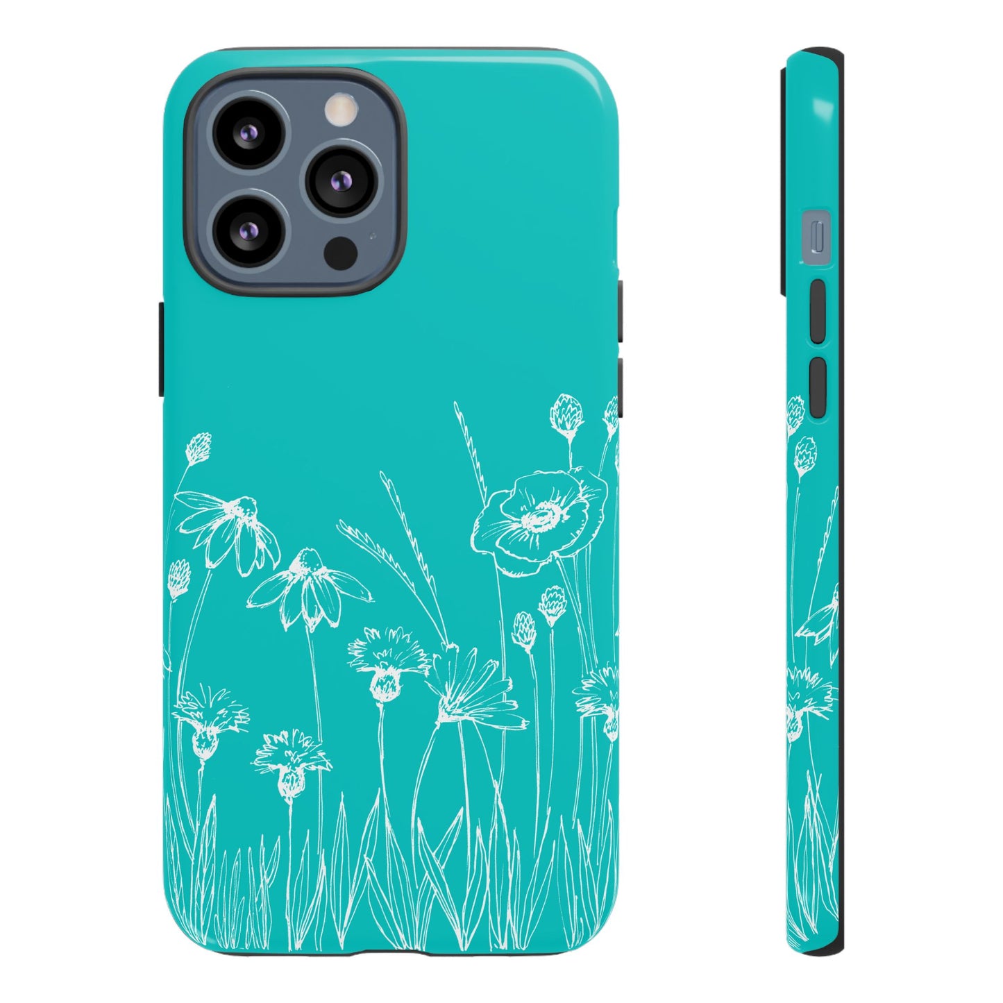 Doodle Flower Phone Case Aqua