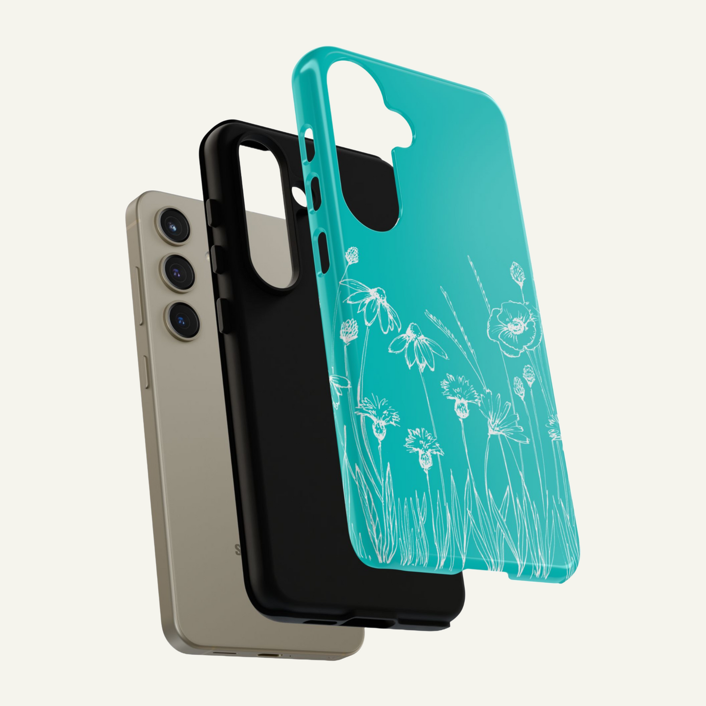 Doodle Flower Phone Case Aqua