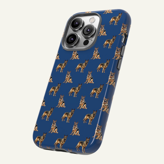 German Shepherd Blue Phone Case Iphone 16 - X, Samsung Galaxy S20 -S24, Google Pixel 6 - 8