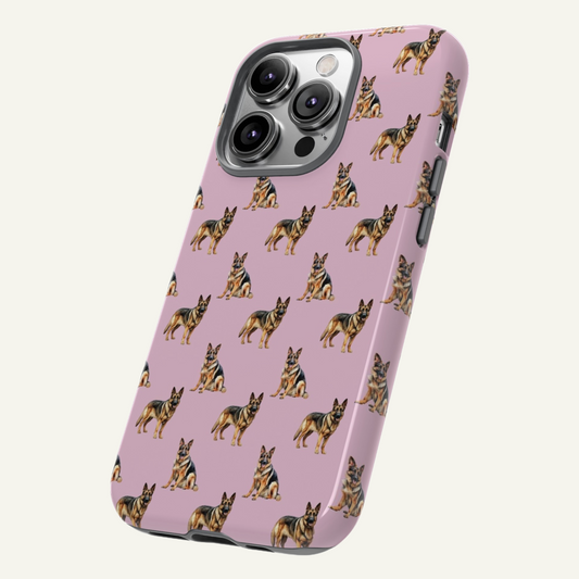 German Shepherd Pink Phone Case Iphone 16 - X, Samsung Galaxy S20 -S24, Google Pixel 6 - 8