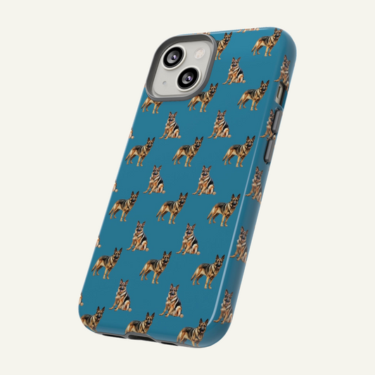 German Shepherd Teal Phone Case Iphone 16 - X, Samsung Galaxy S20 -S24, Google Pixel 6 - 8