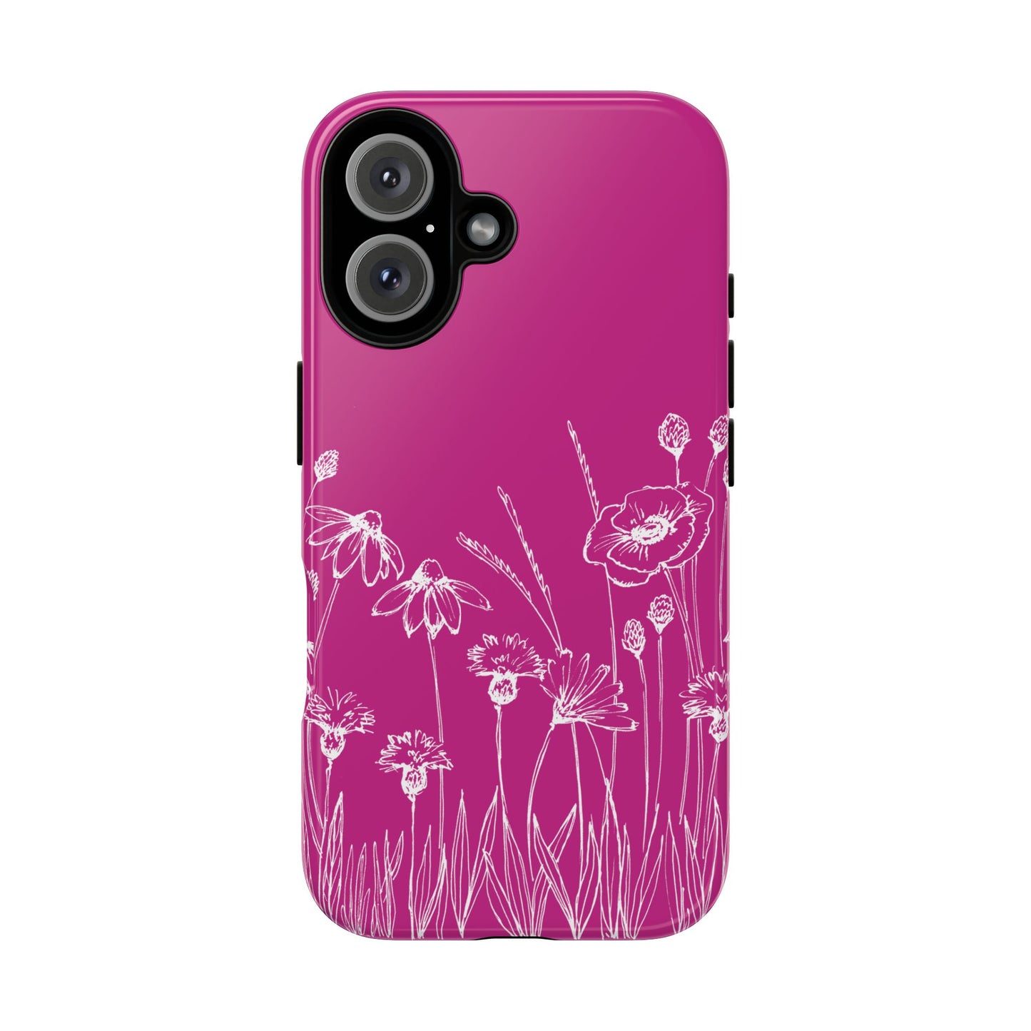 Doodle Flower Phone Case Hot Pink