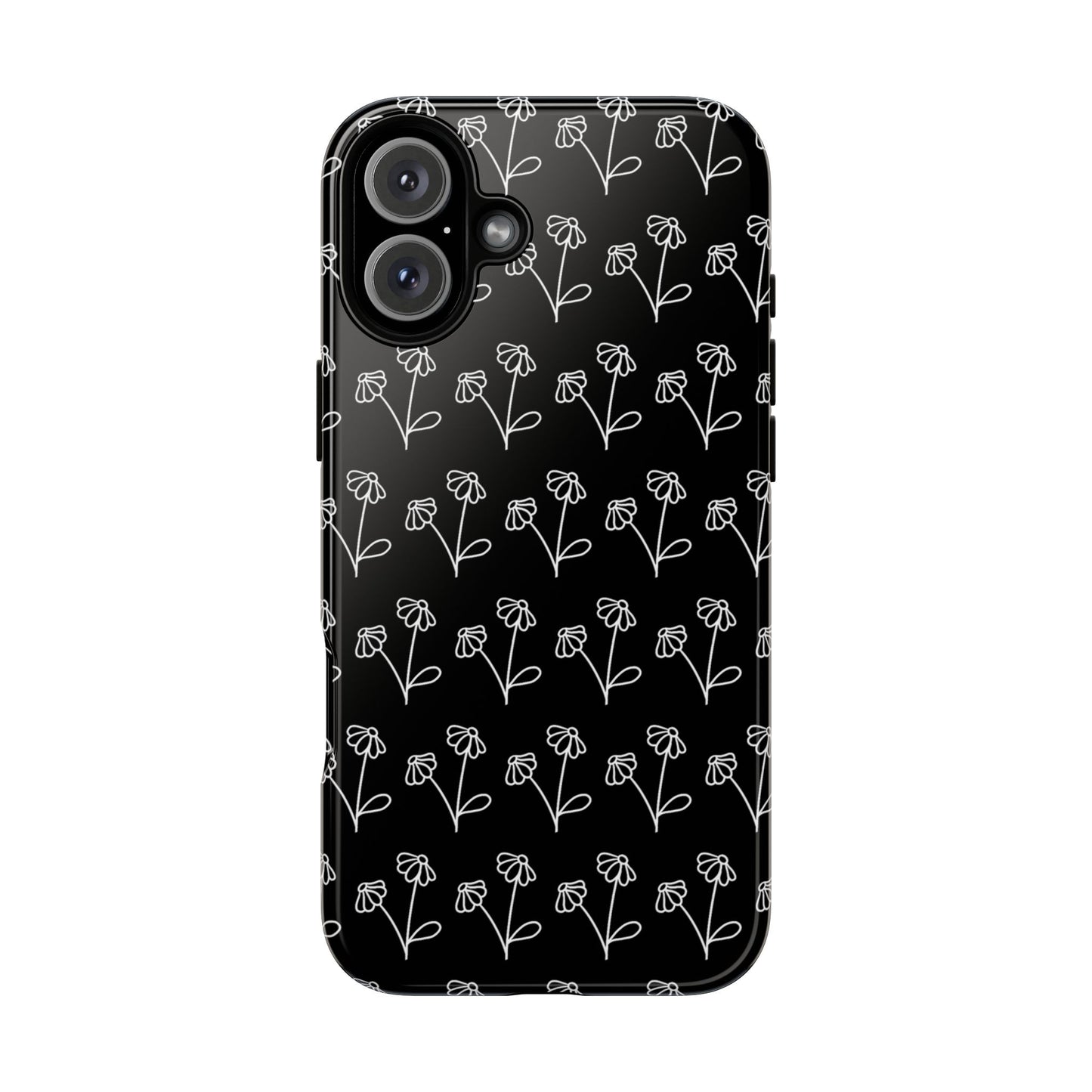 Doodle Flowers Phone Case Black