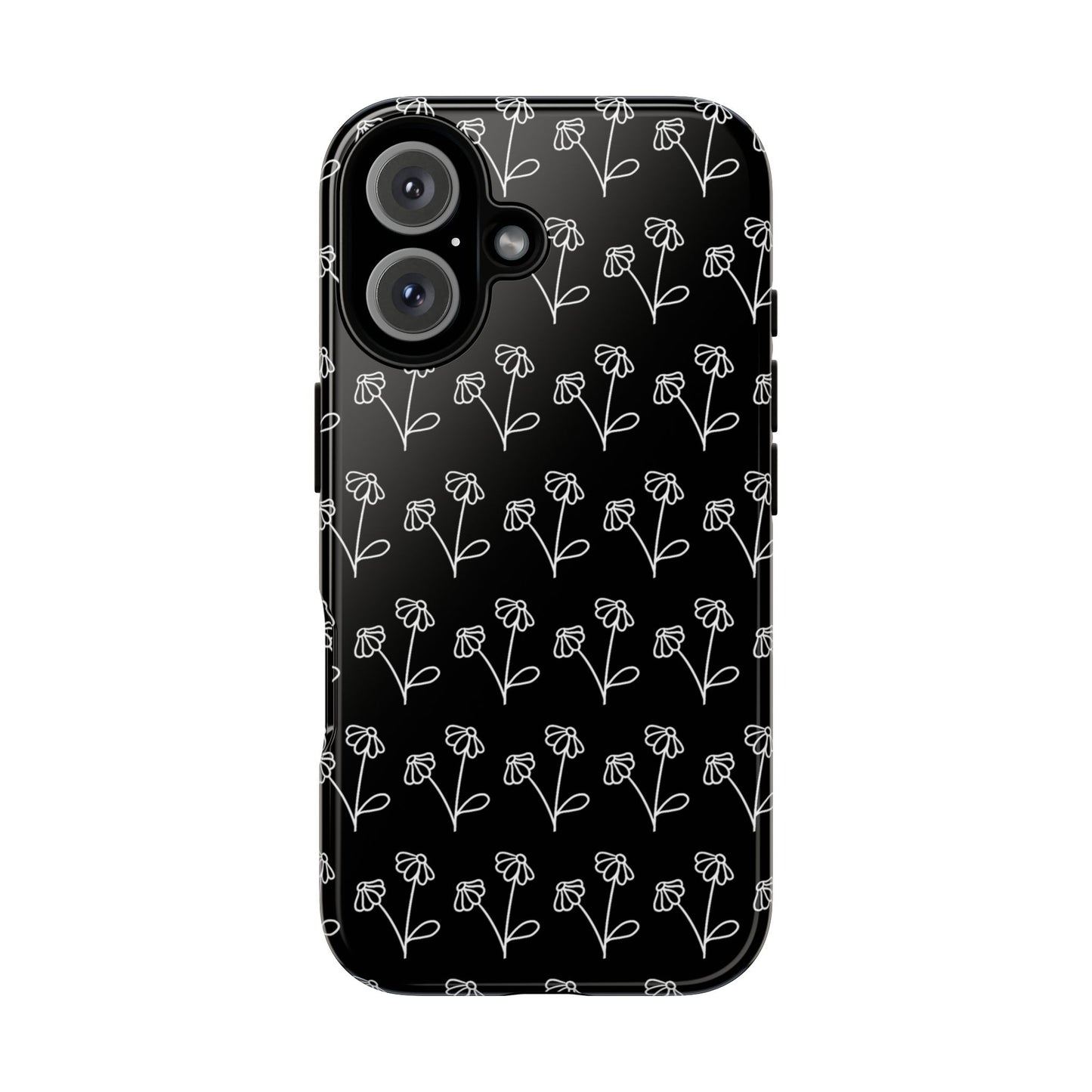 Doodle Flowers Phone Case Black