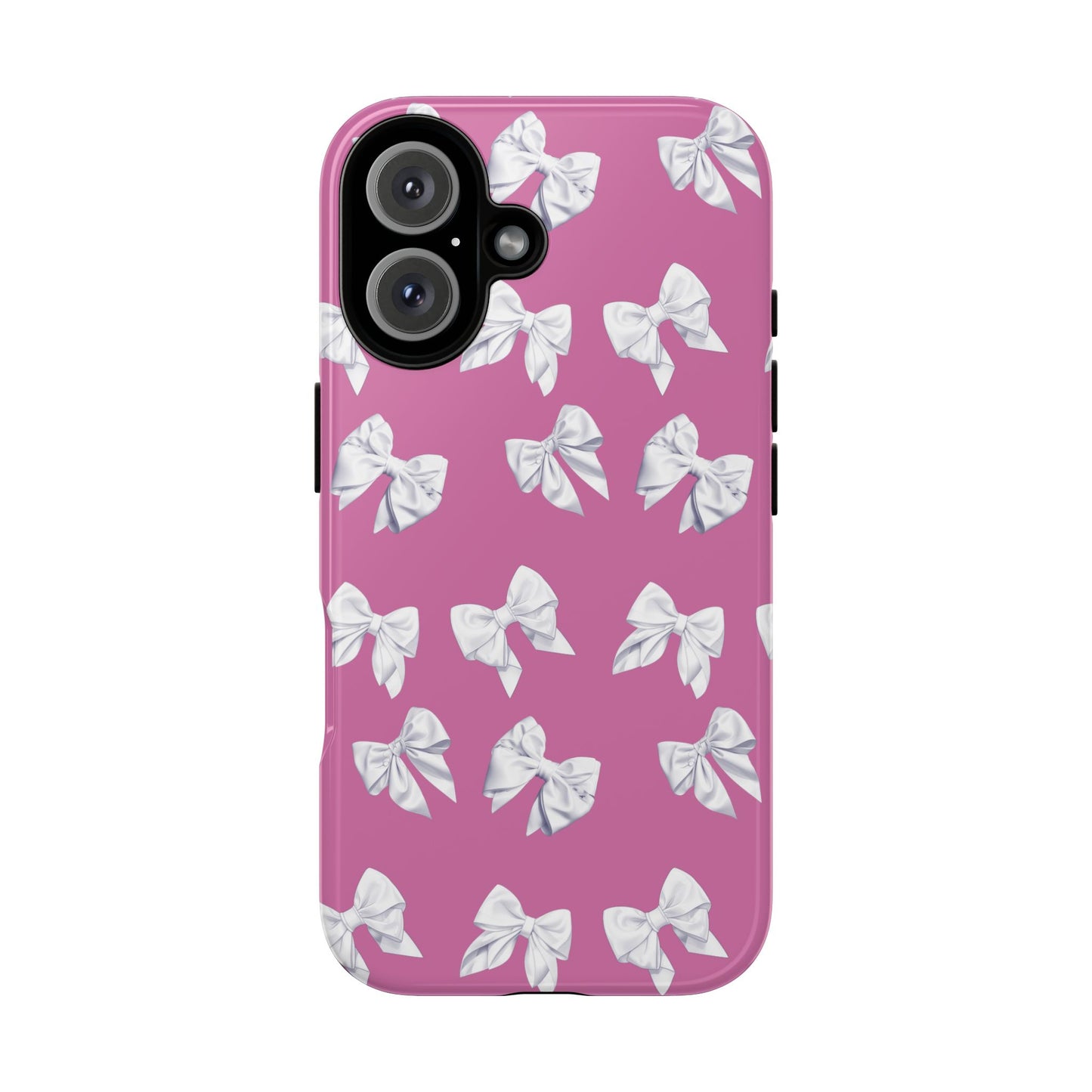 Bow Phone Case White on Pink