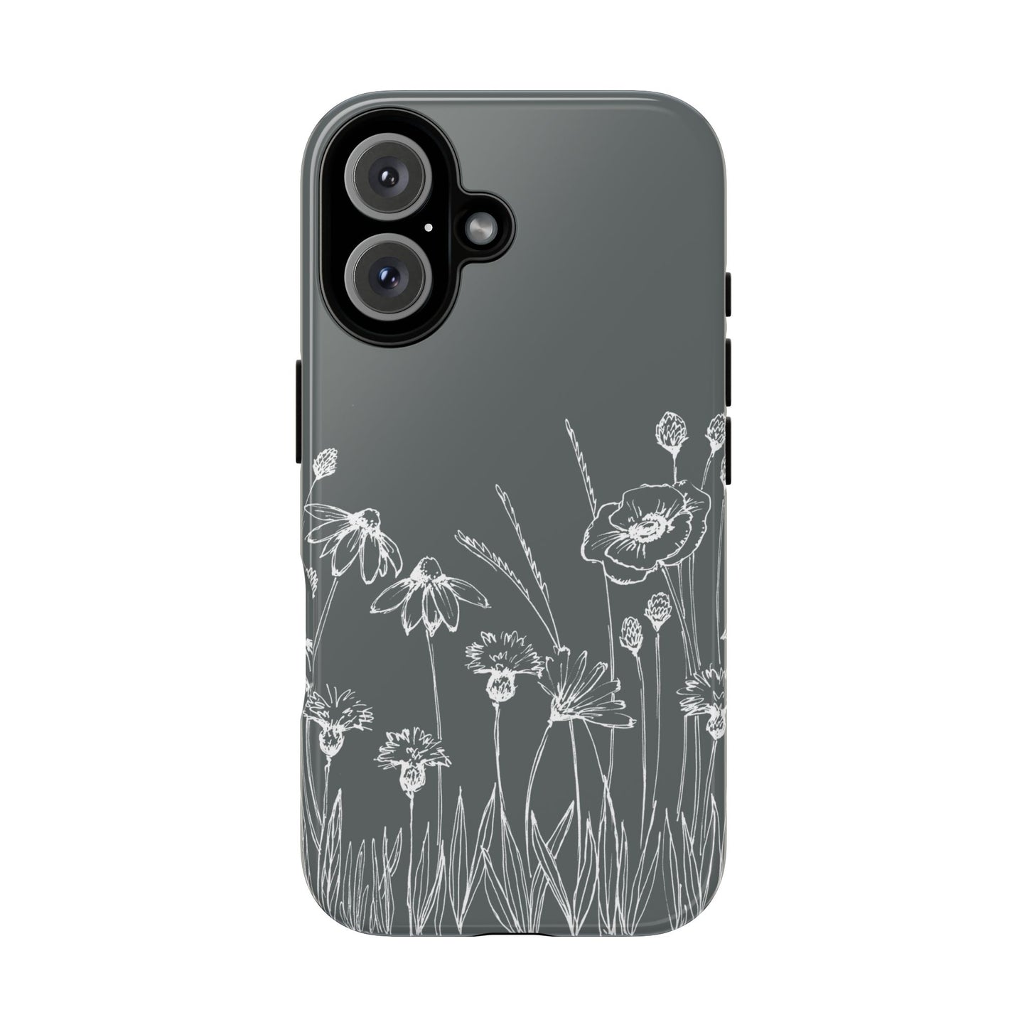 Doodle Flower Phone Case Gray