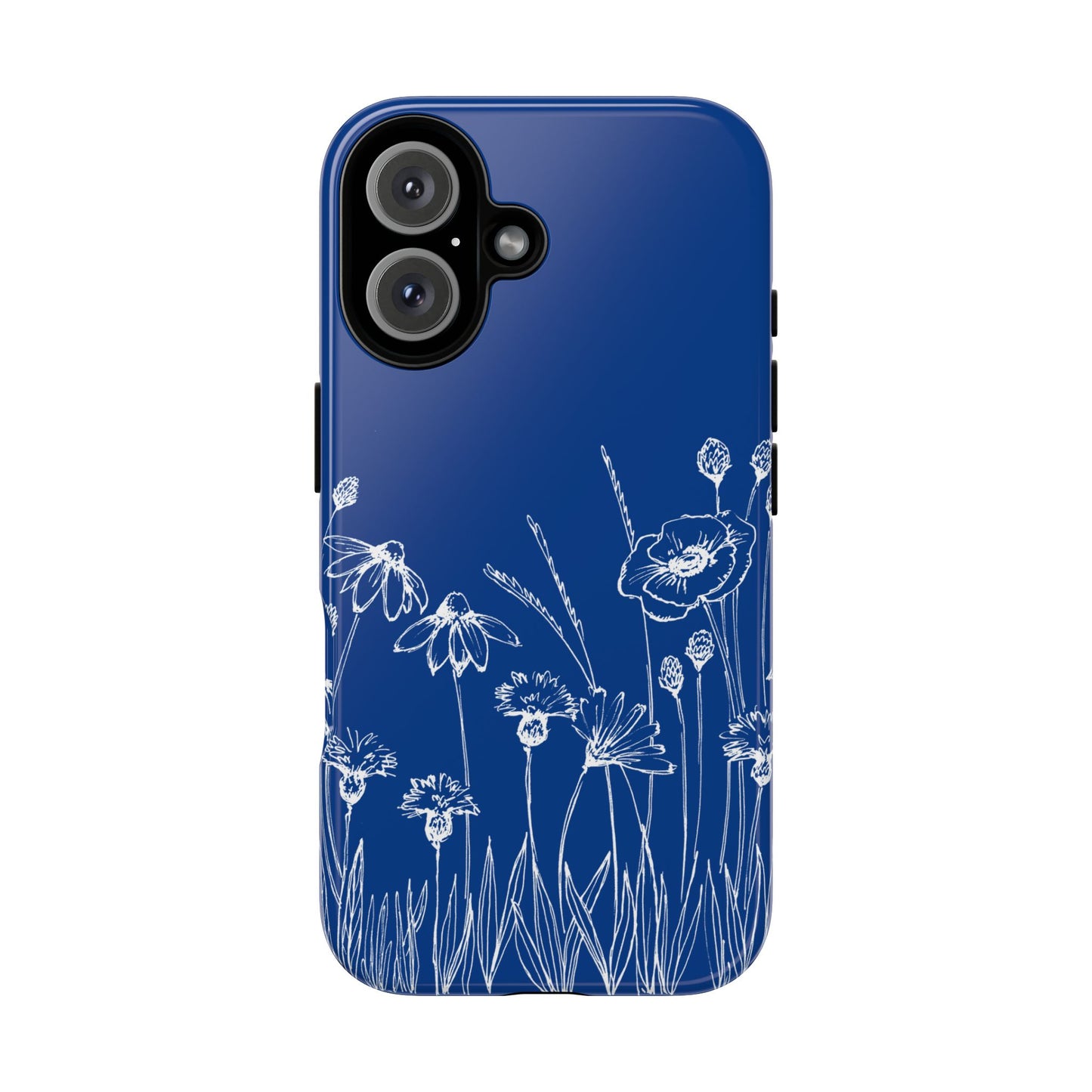 Doodle Flower Phone Case Blue