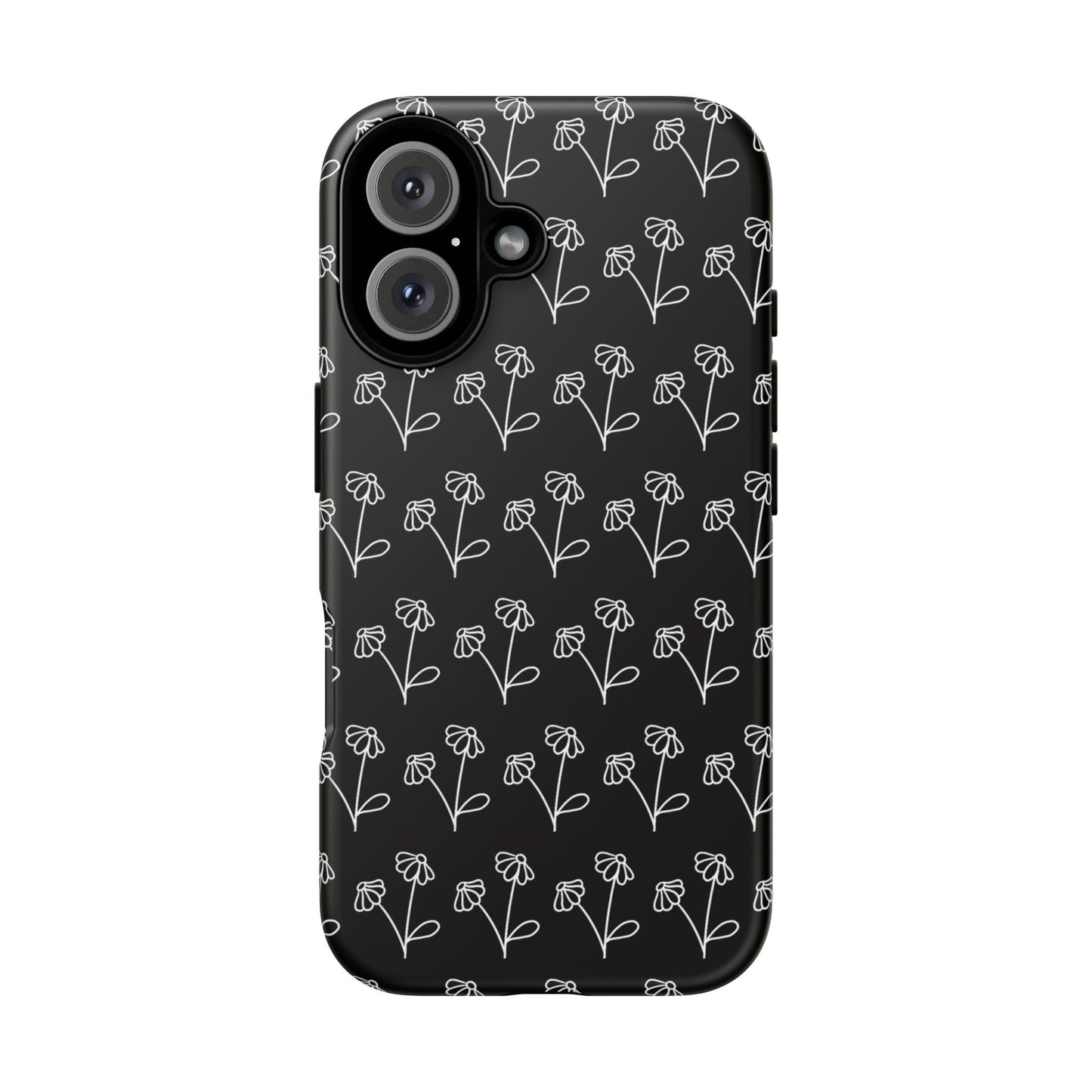 Doodle Flowers Phone Case Black