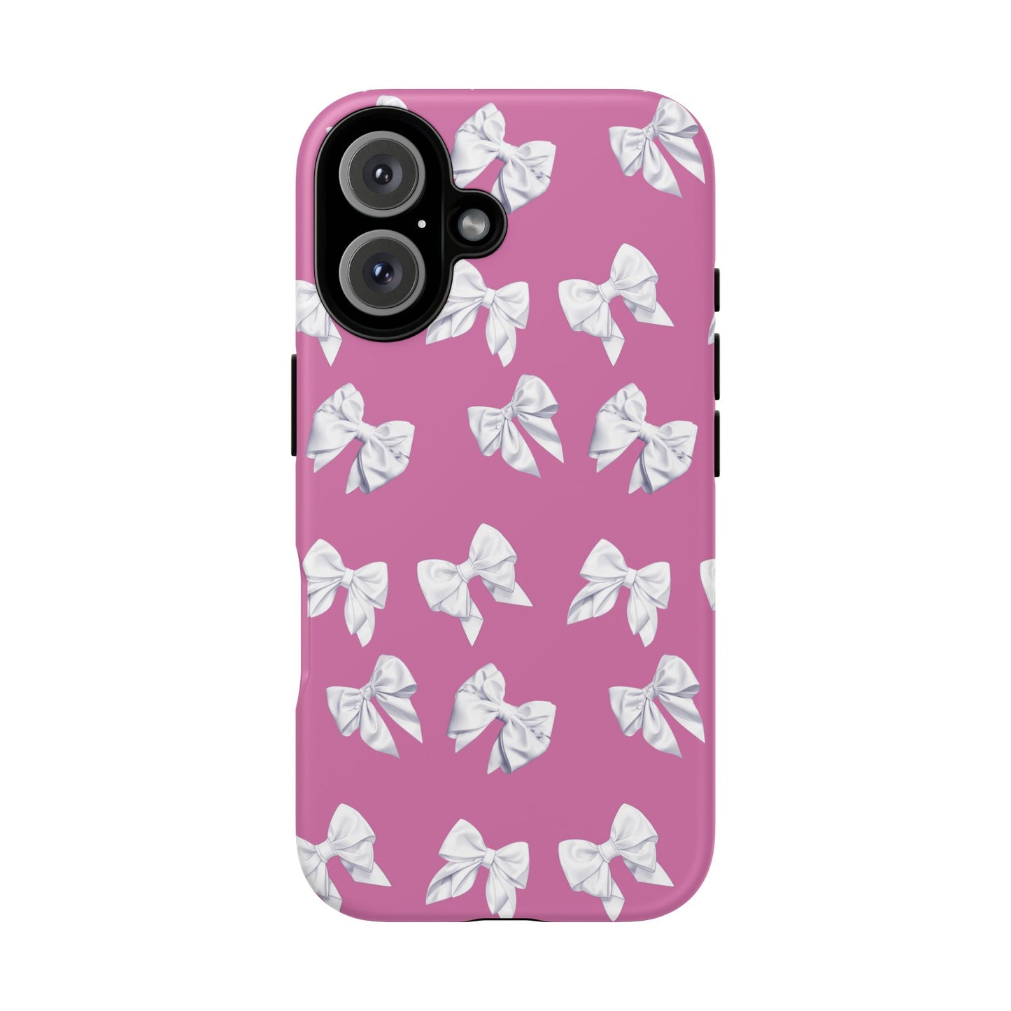 Bow Phone Case White on Pink