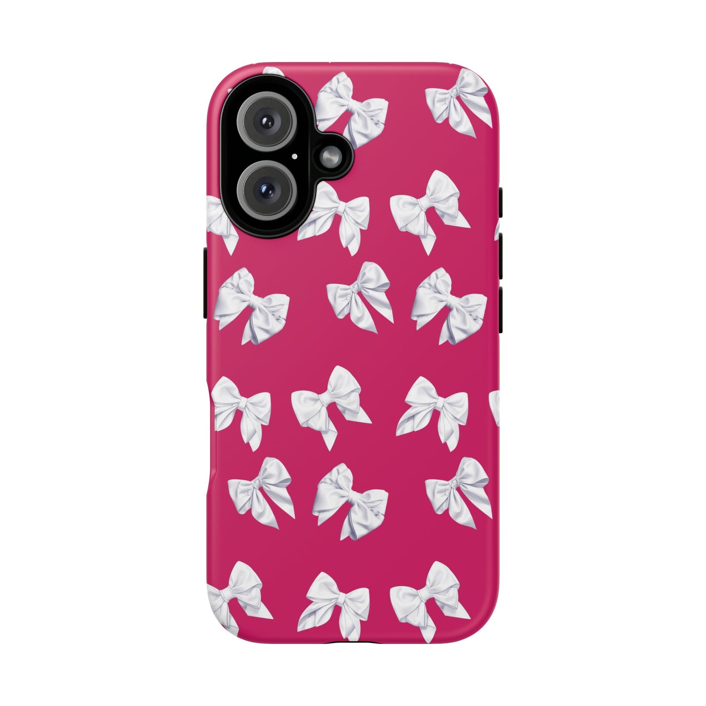 Bow Phone Case White on Hot Pink