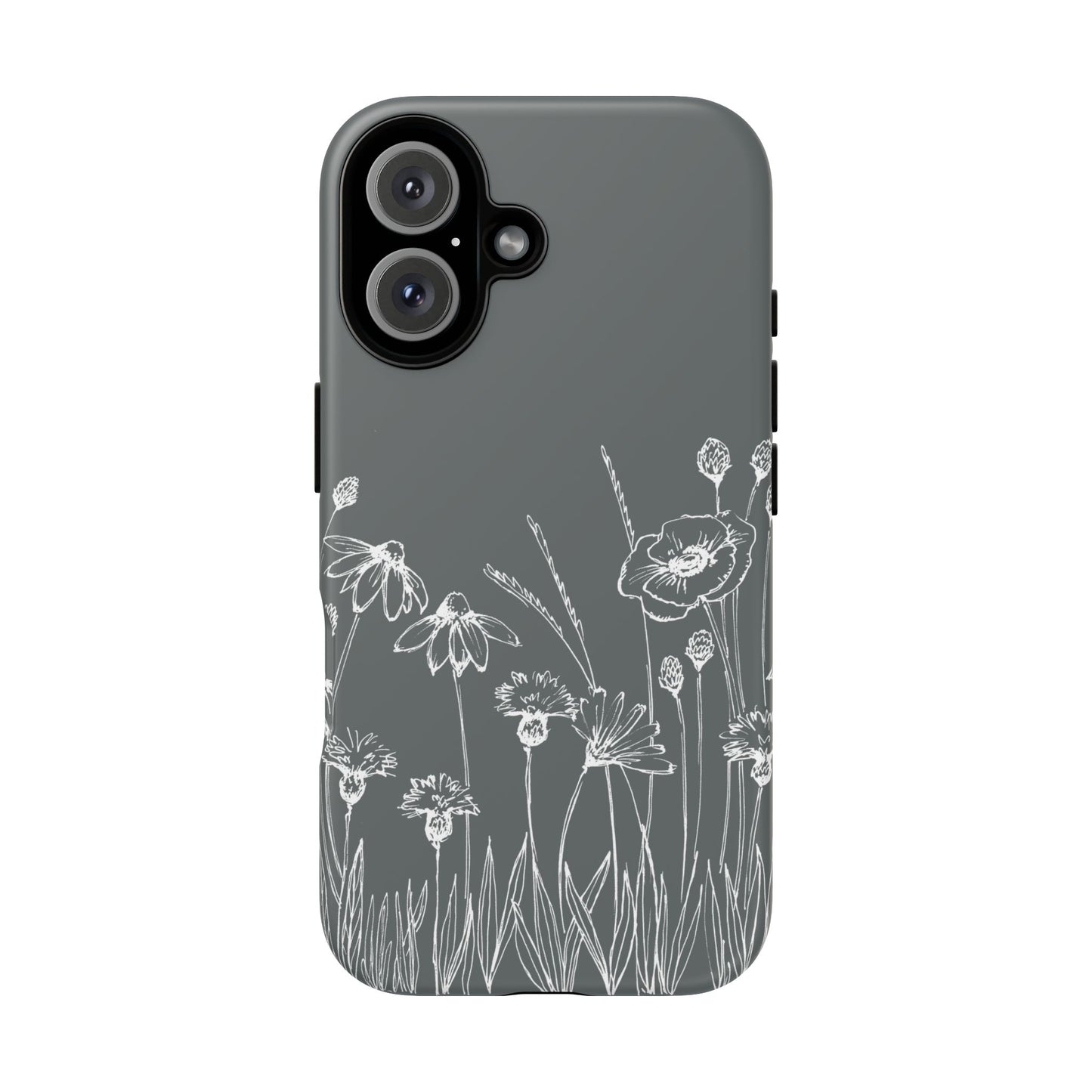 Doodle Flower Phone Case Gray