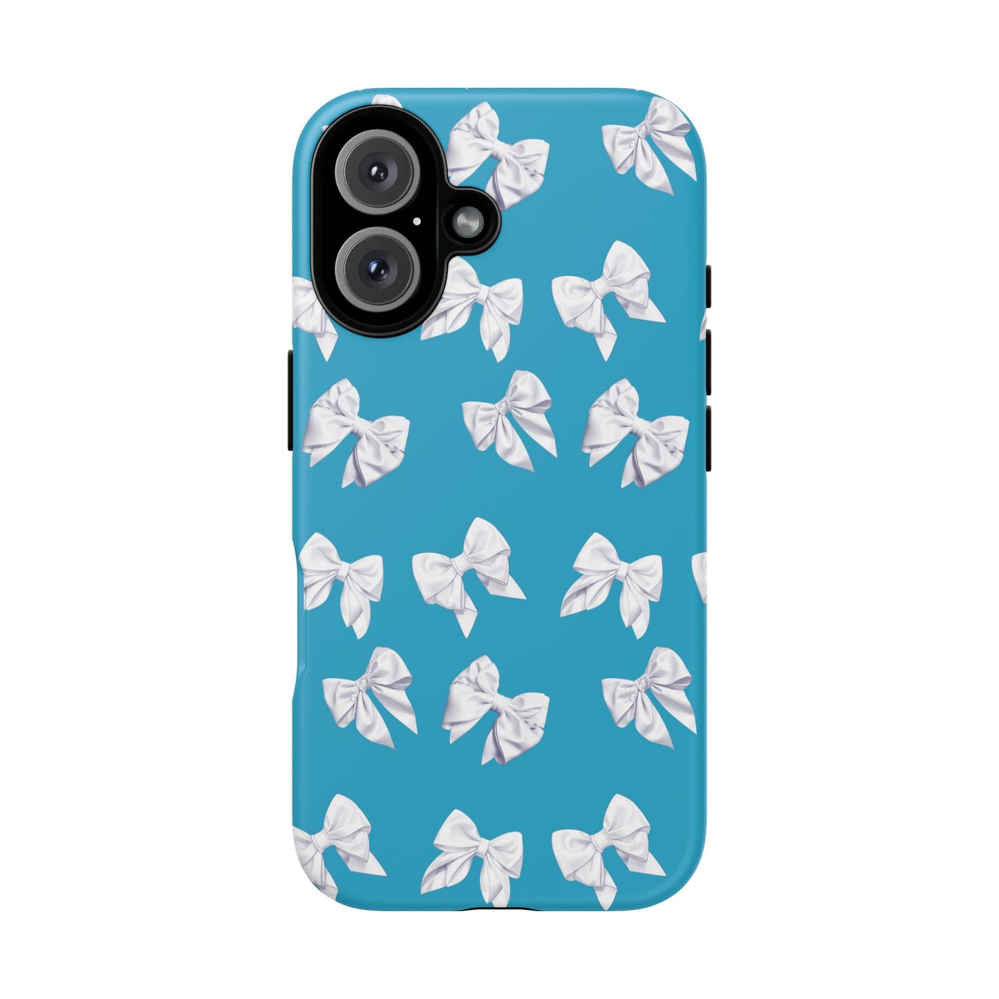 Bow Phone Case White on Turquoise