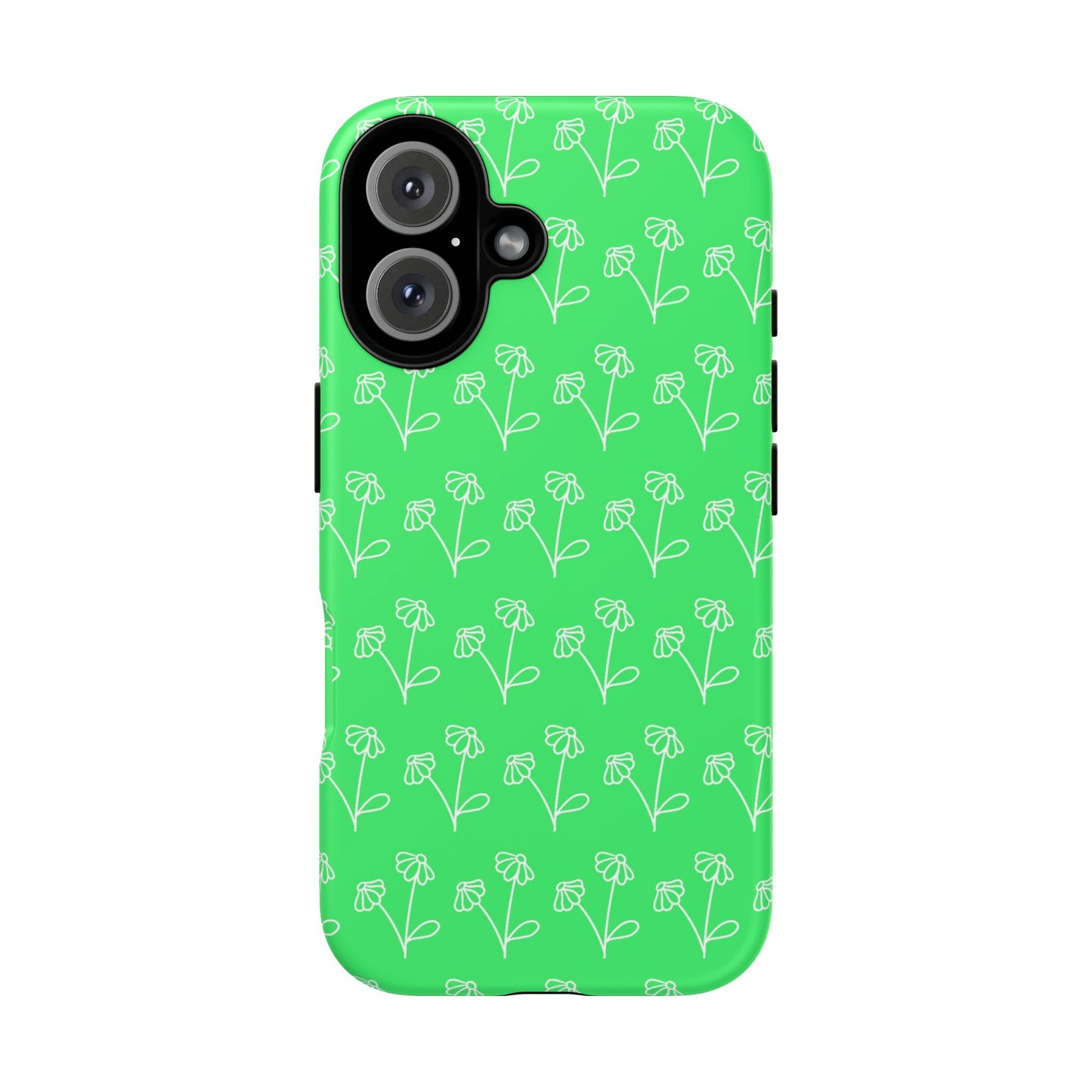 Doodle Flowers Phone Case Bright Green