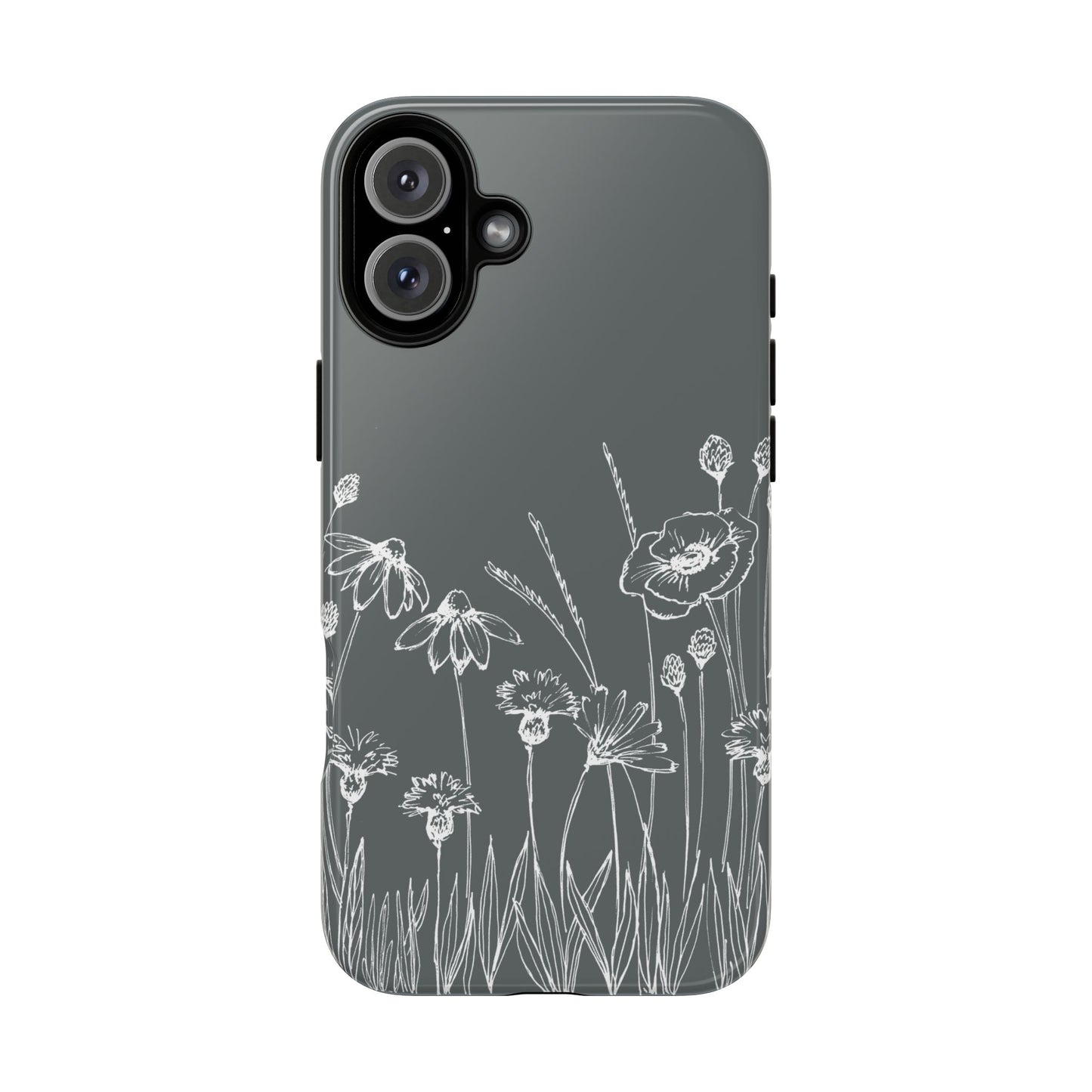 Doodle Flower Phone Case Gray