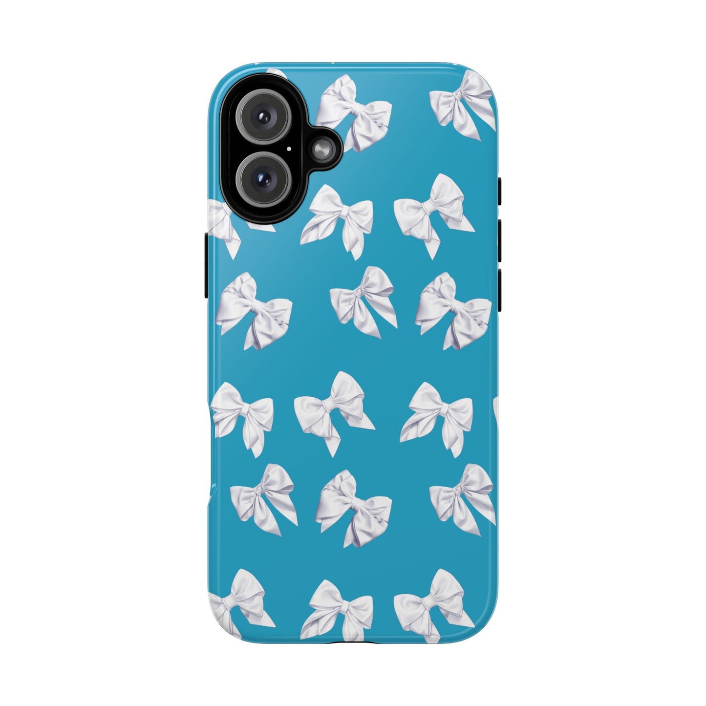 Bow Phone Case White on Turquoise