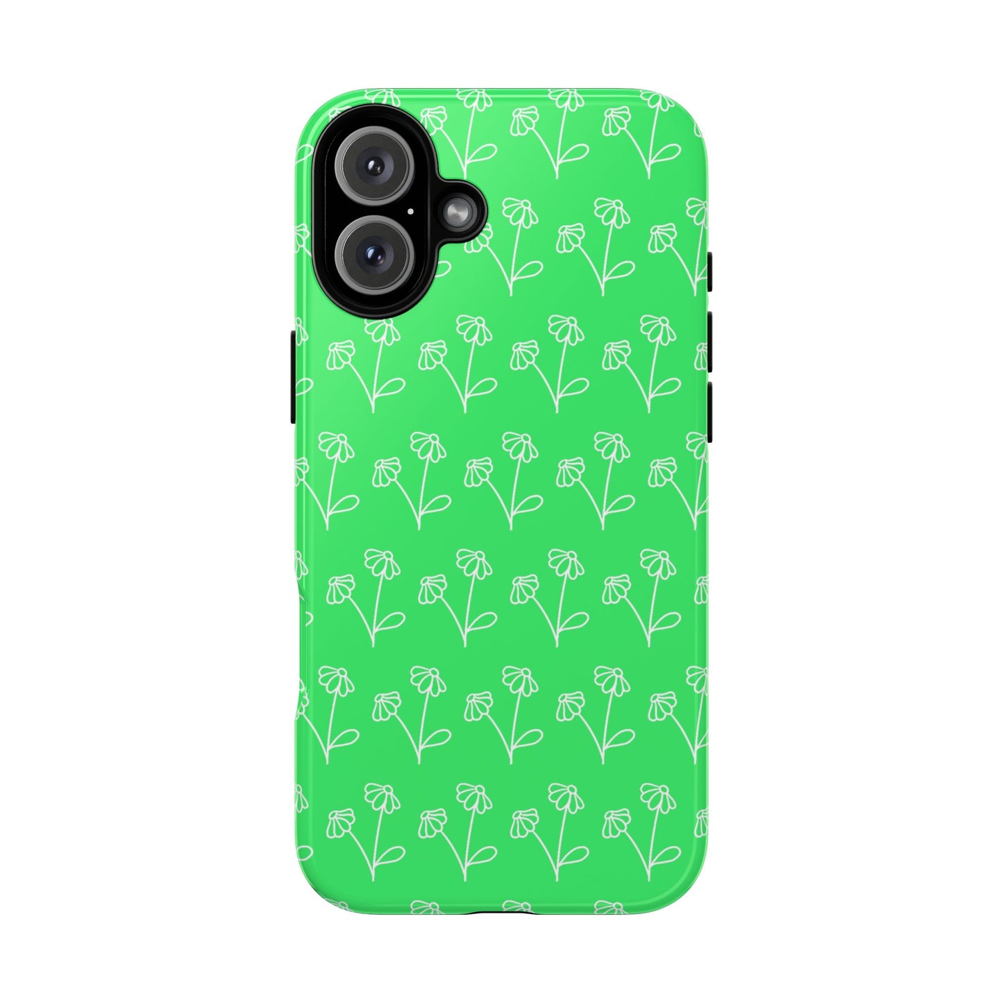 Doodle Flowers Phone Case Bright Green