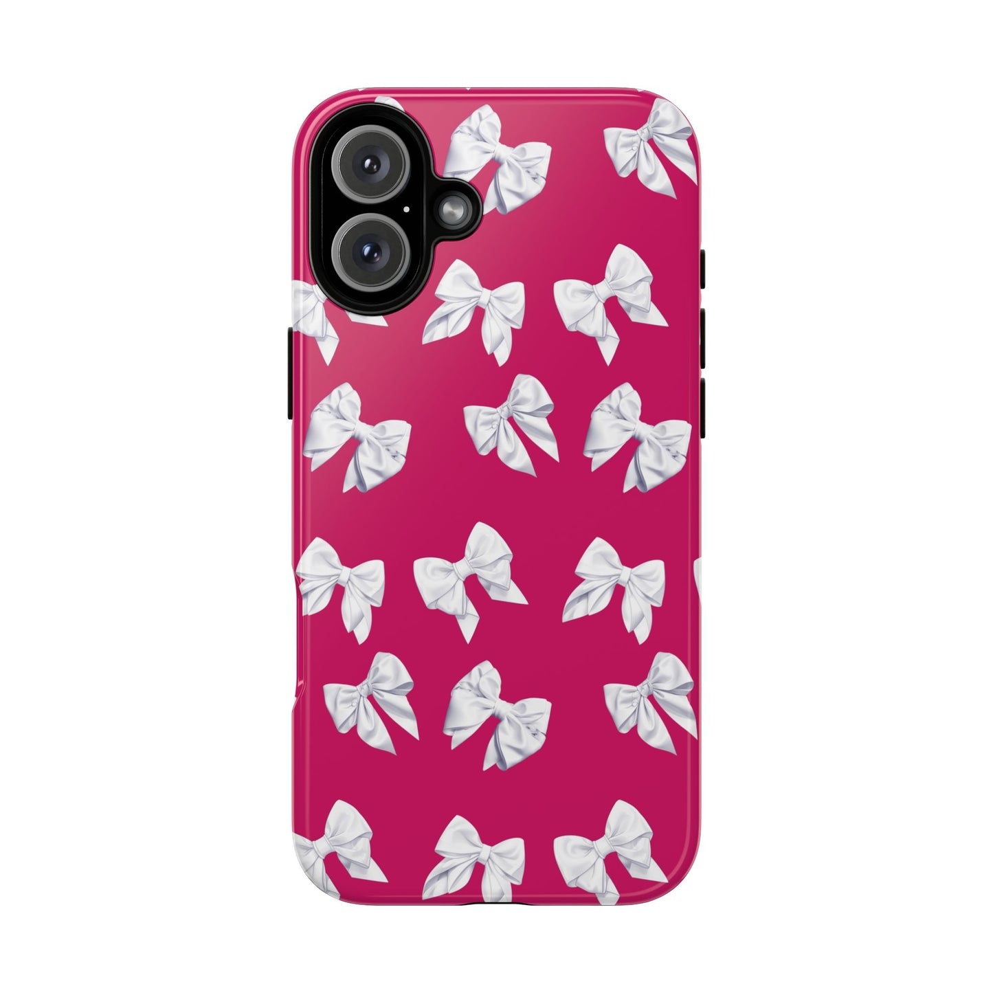 Bow Phone Case White on Hot Pink