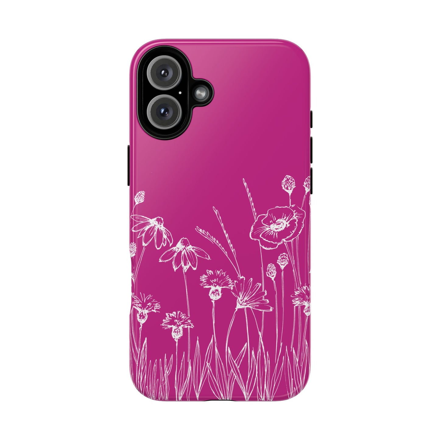 Doodle Flower Phone Case Hot Pink