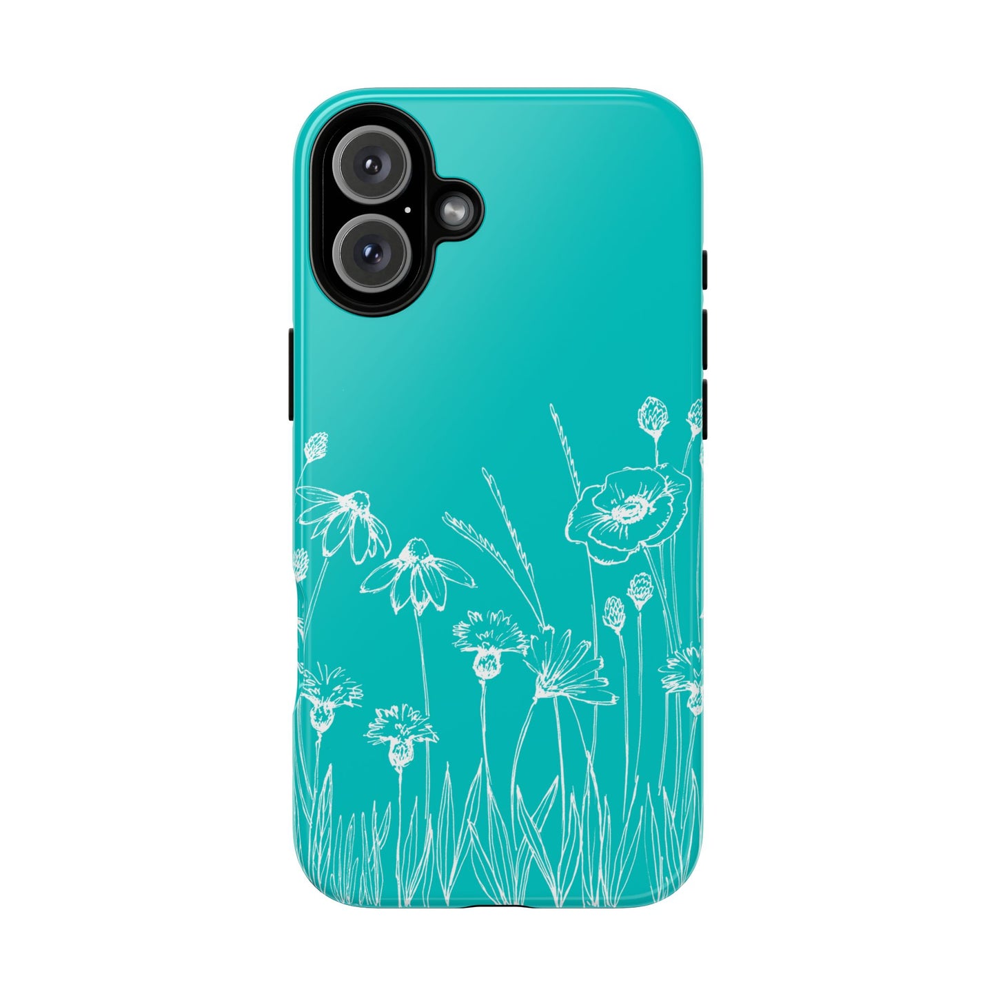 Doodle Flower Phone Case Aqua