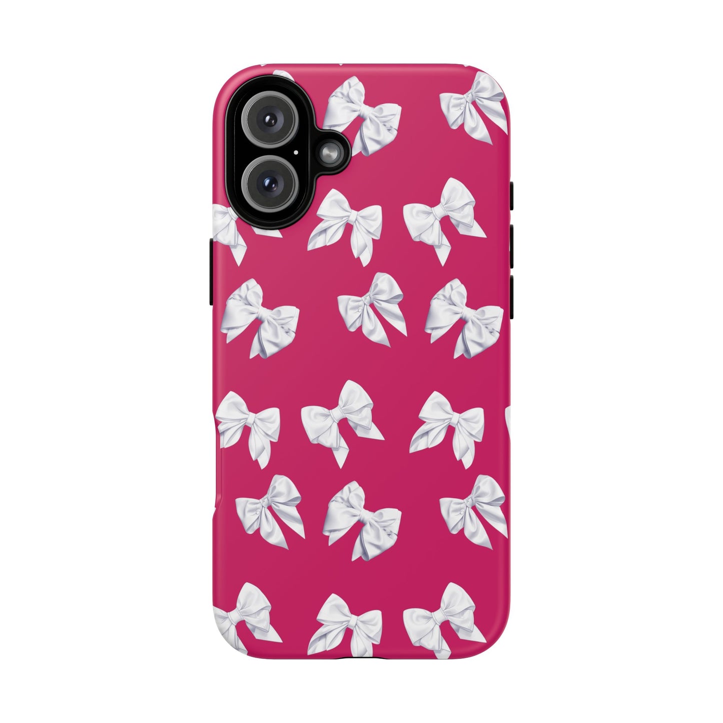 Bow Phone Case White on Hot Pink