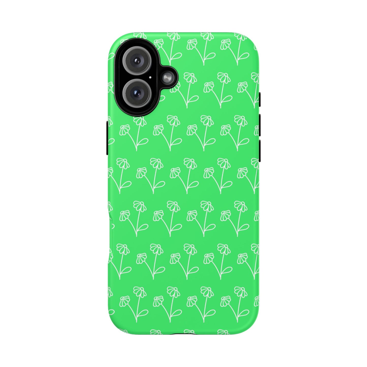 Doodle Flowers Phone Case Bright Green