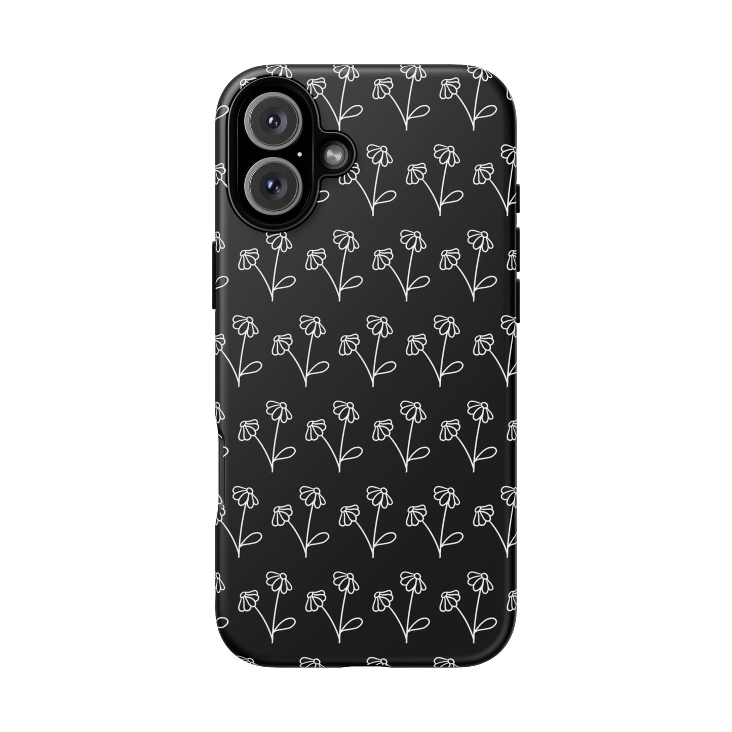 Doodle Flowers Phone Case Black