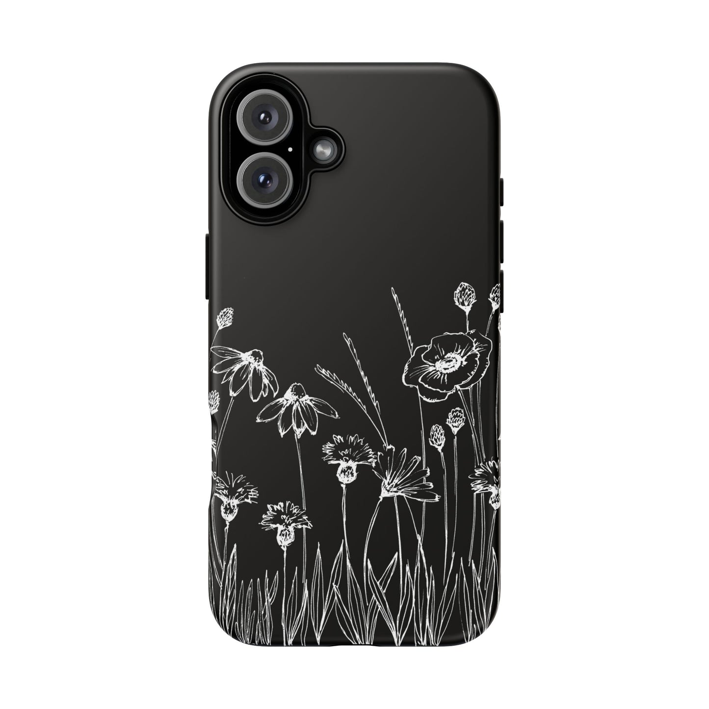 Doodle Flower Phone Case Black