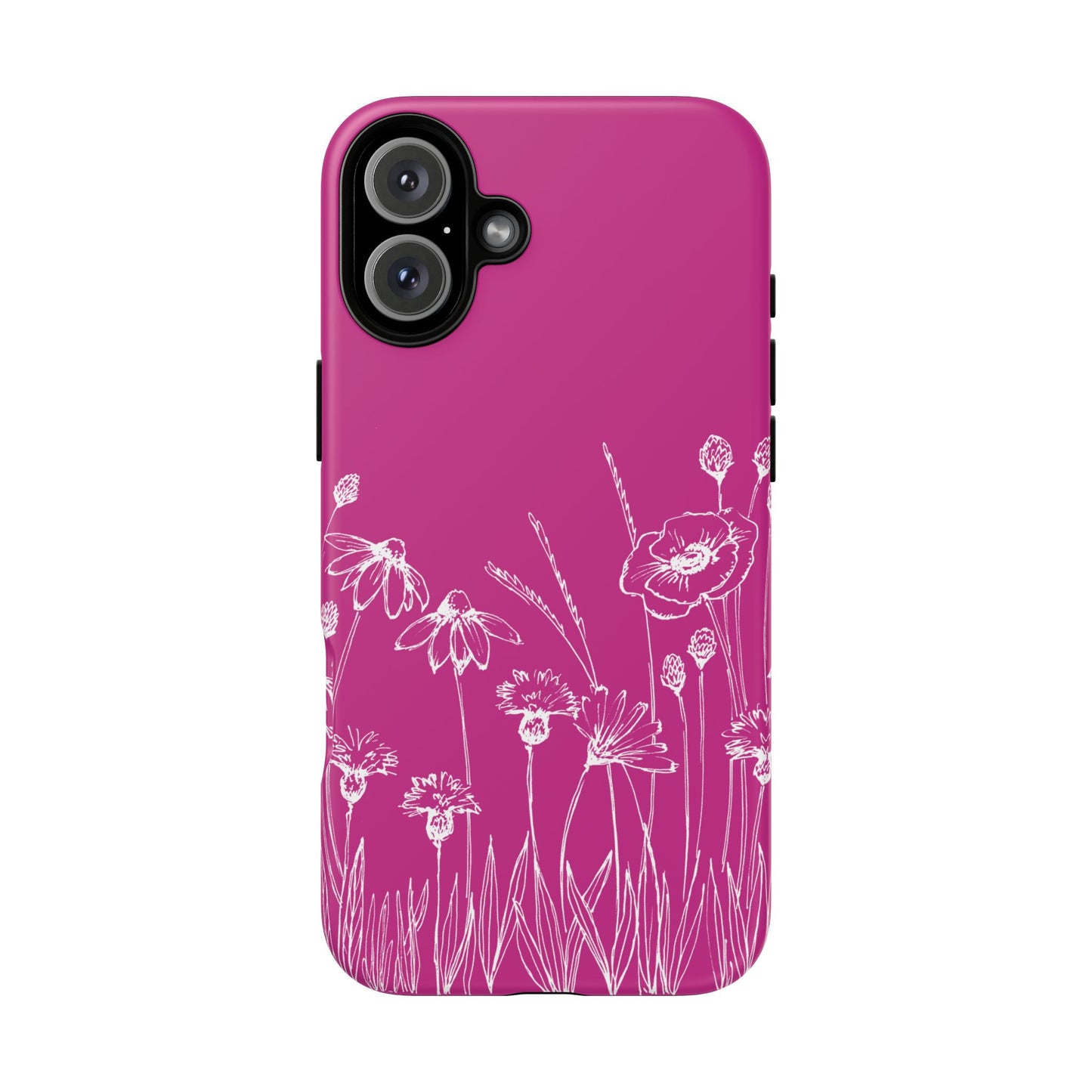 Doodle Flower Phone Case Hot Pink