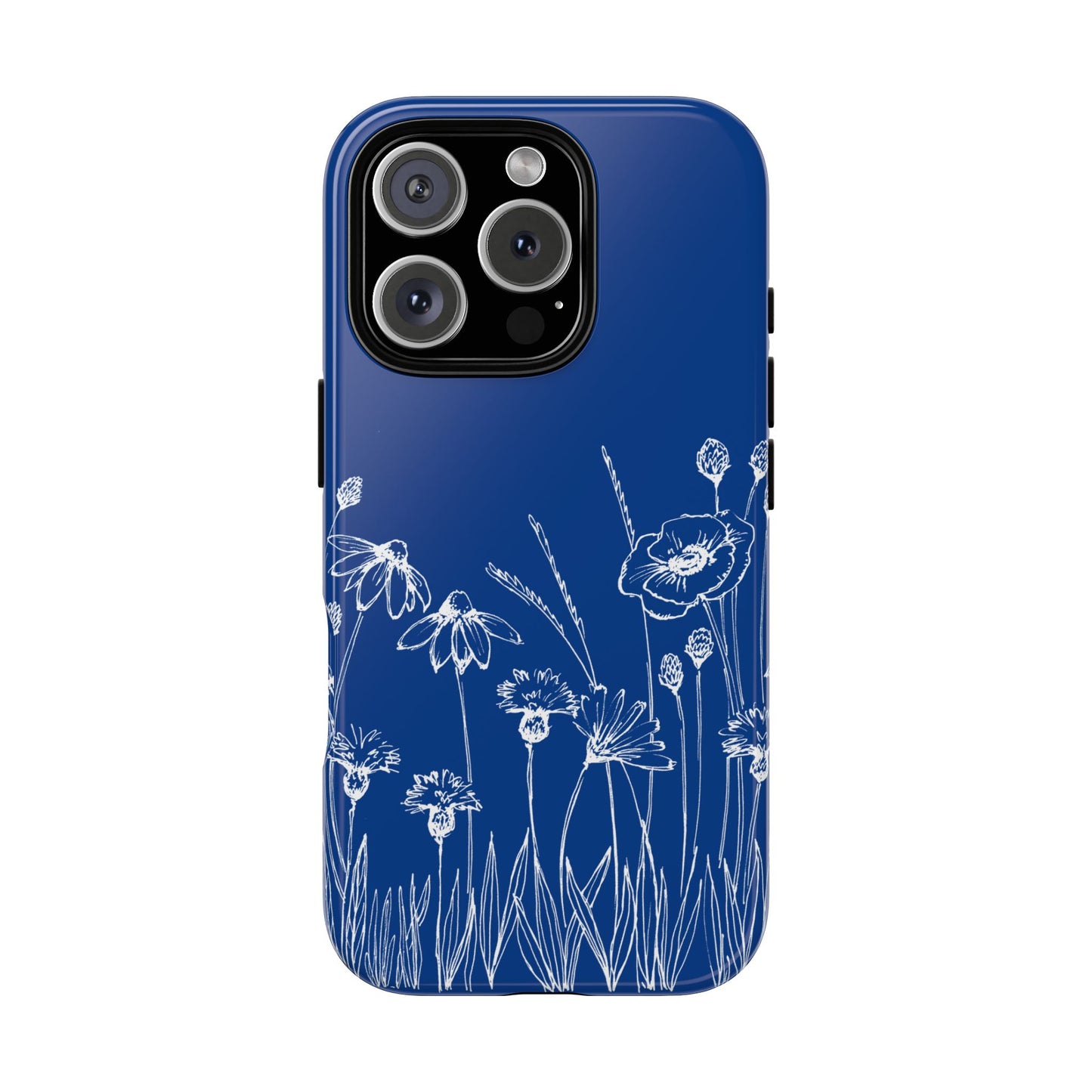 Doodle Flower Phone Case Blue