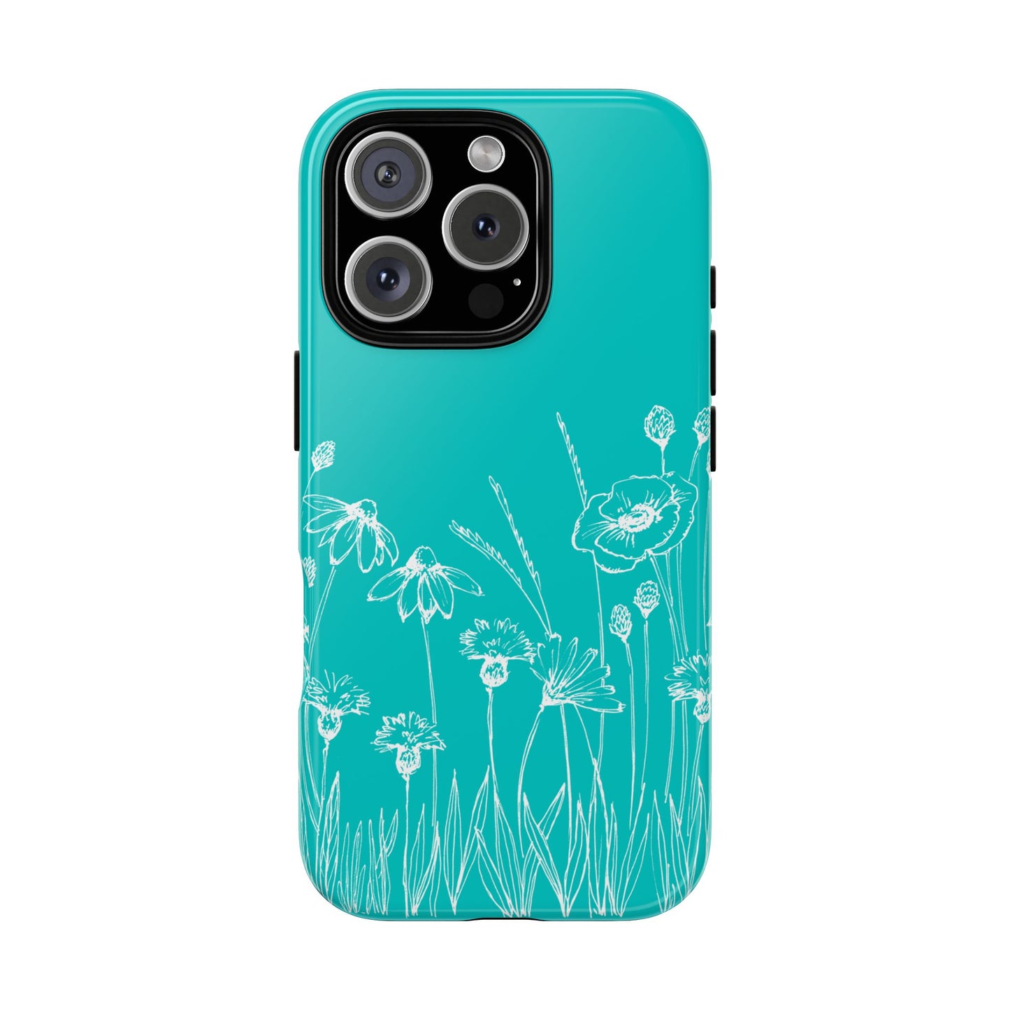 Doodle Flower Phone Case Aqua