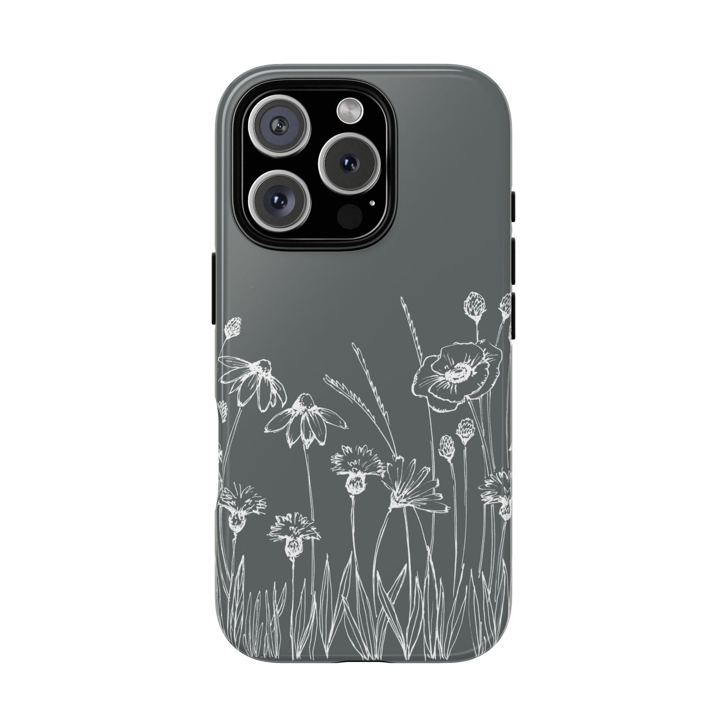 Doodle Flower Phone Case Gray