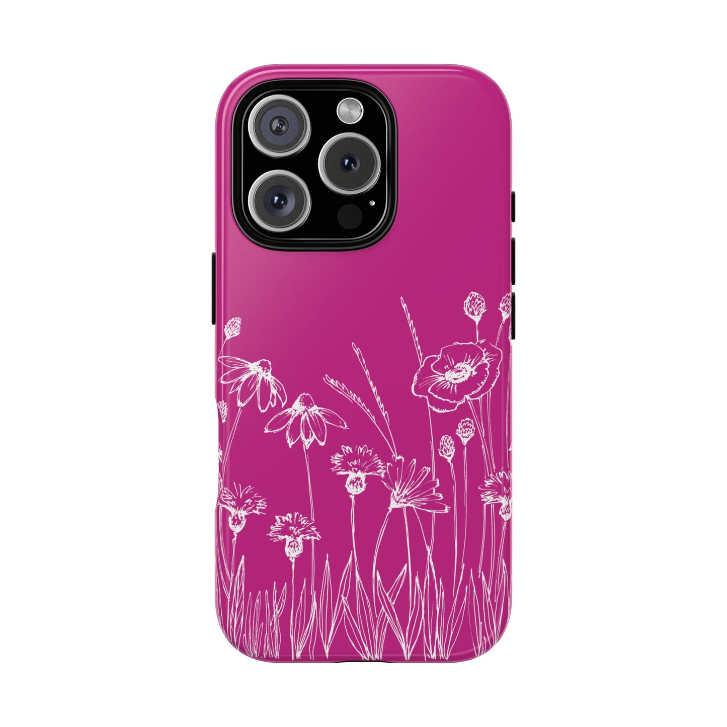 Doodle Flower Phone Case Hot Pink