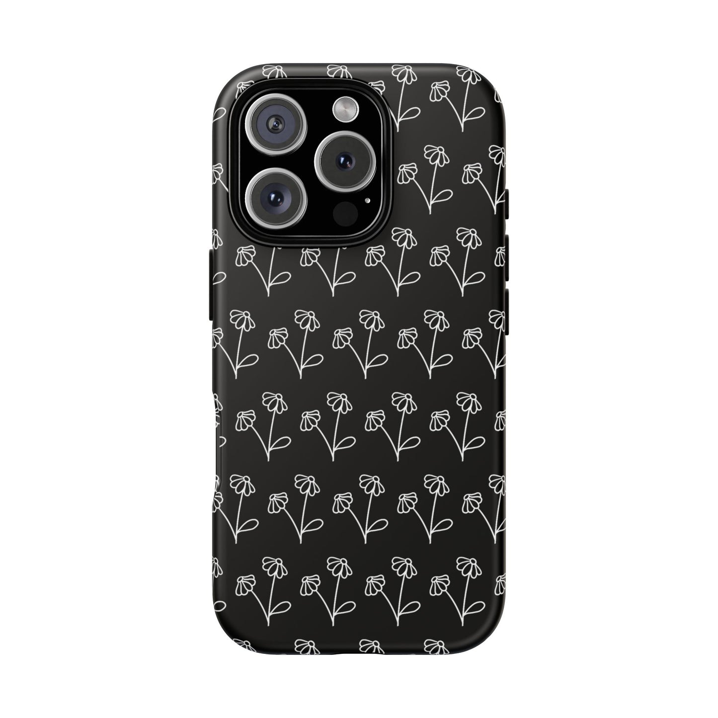 Doodle Flowers Phone Case Black