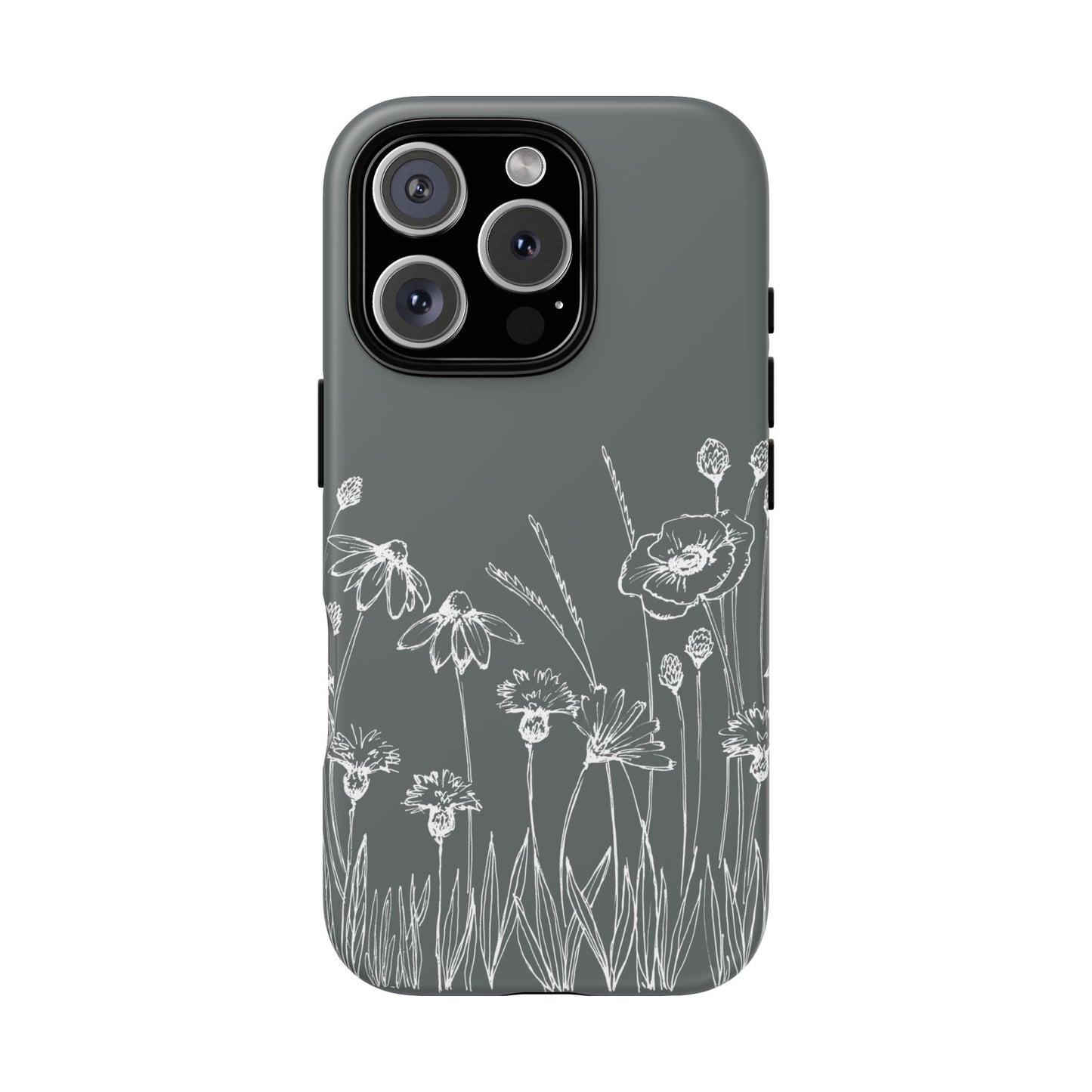 Doodle Flower Phone Case Gray