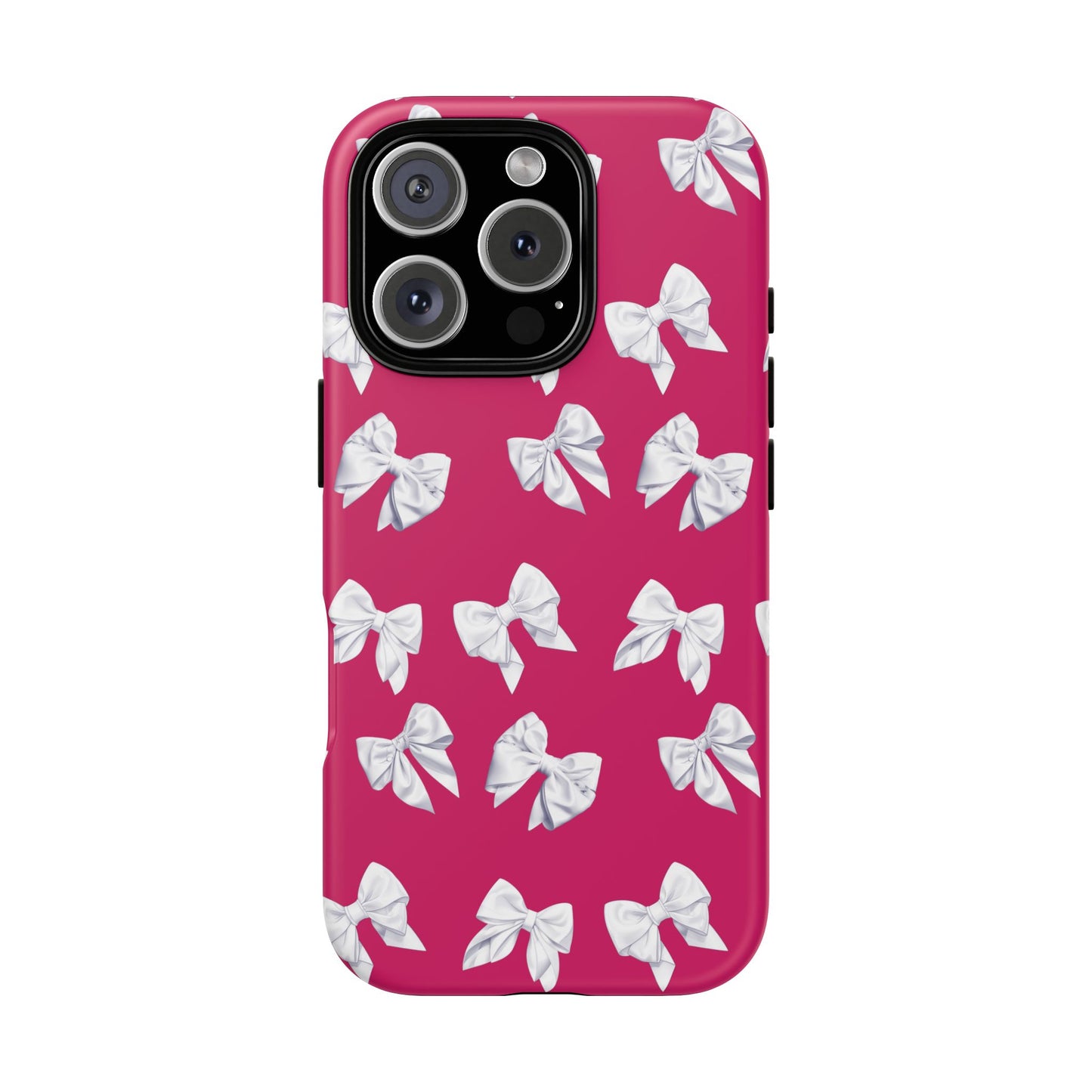 Bow Phone Case White on Hot Pink