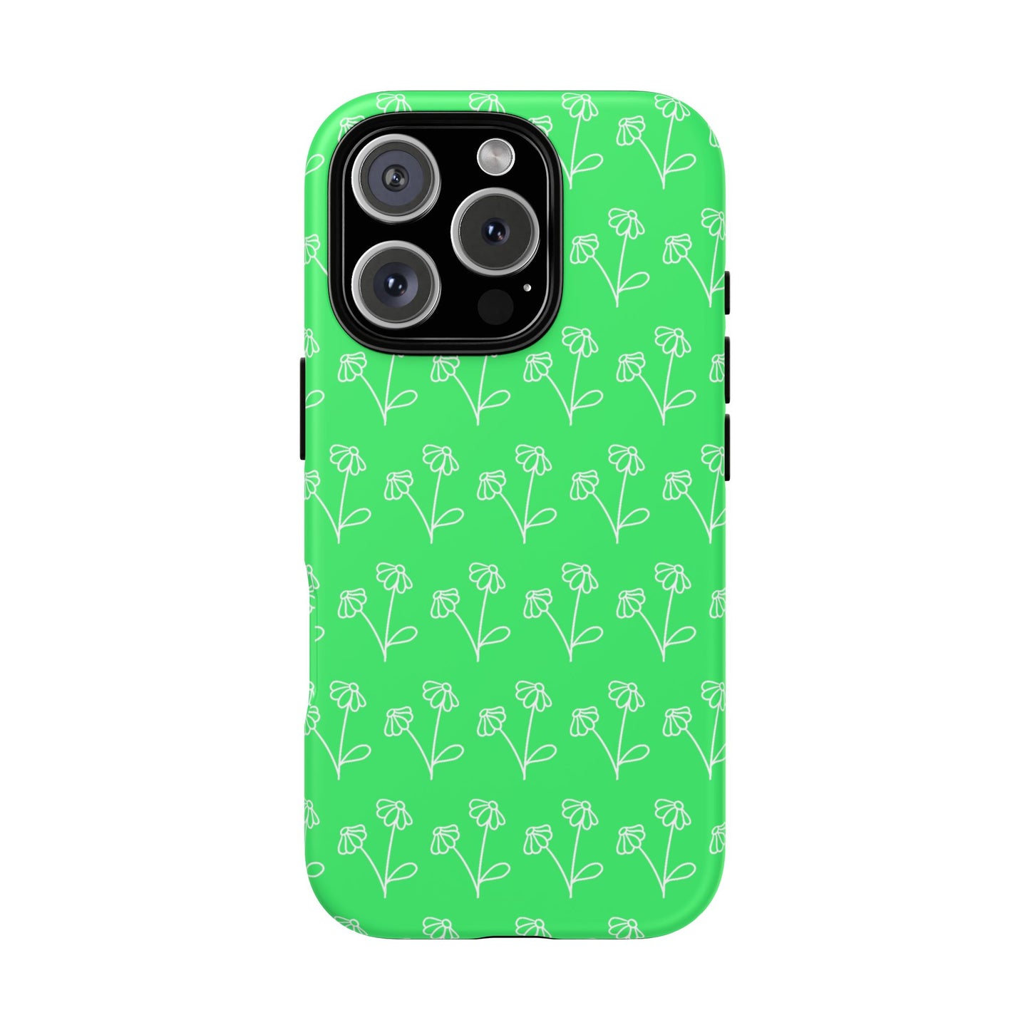 Doodle Flowers Phone Case Bright Green