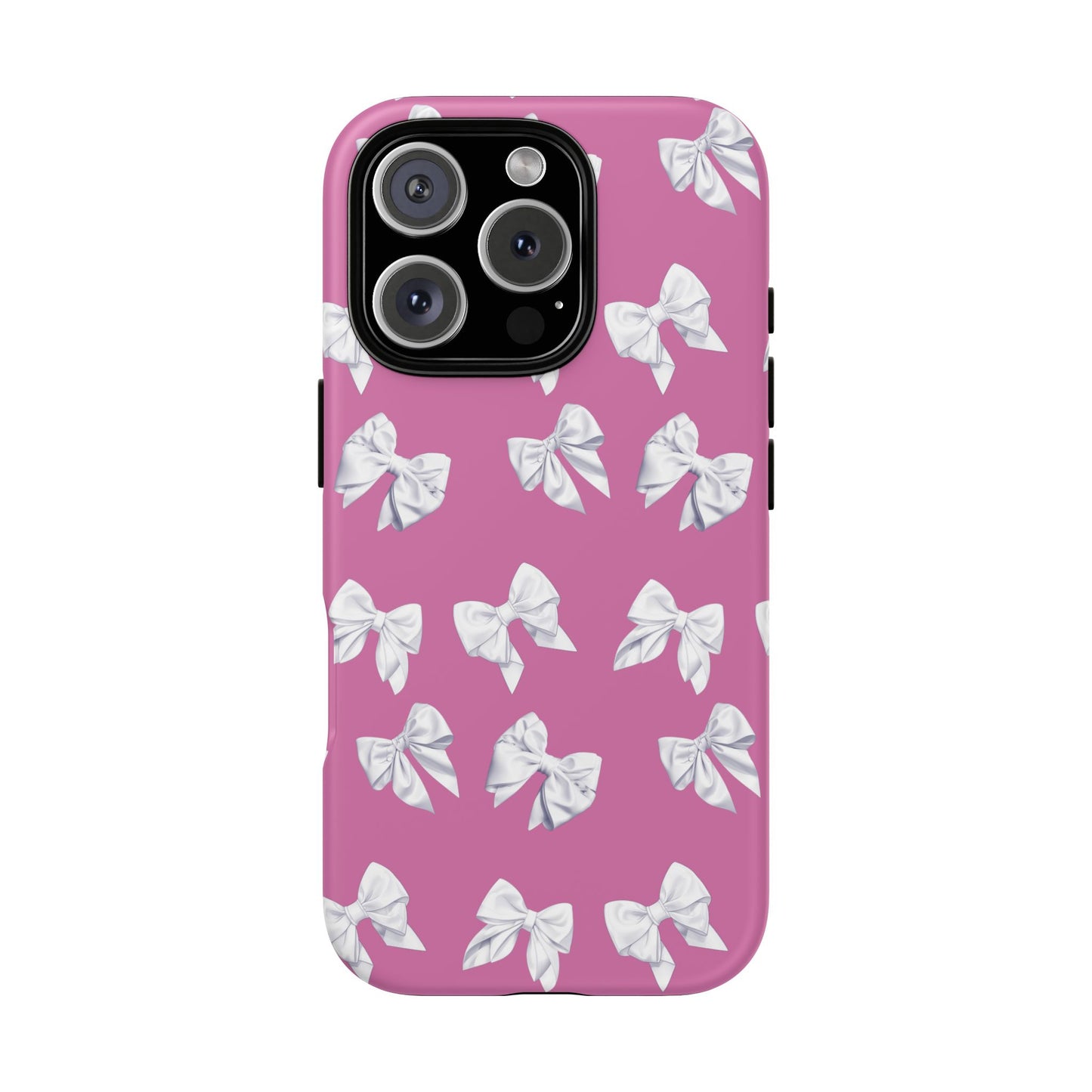 Bow Phone Case White on Pink