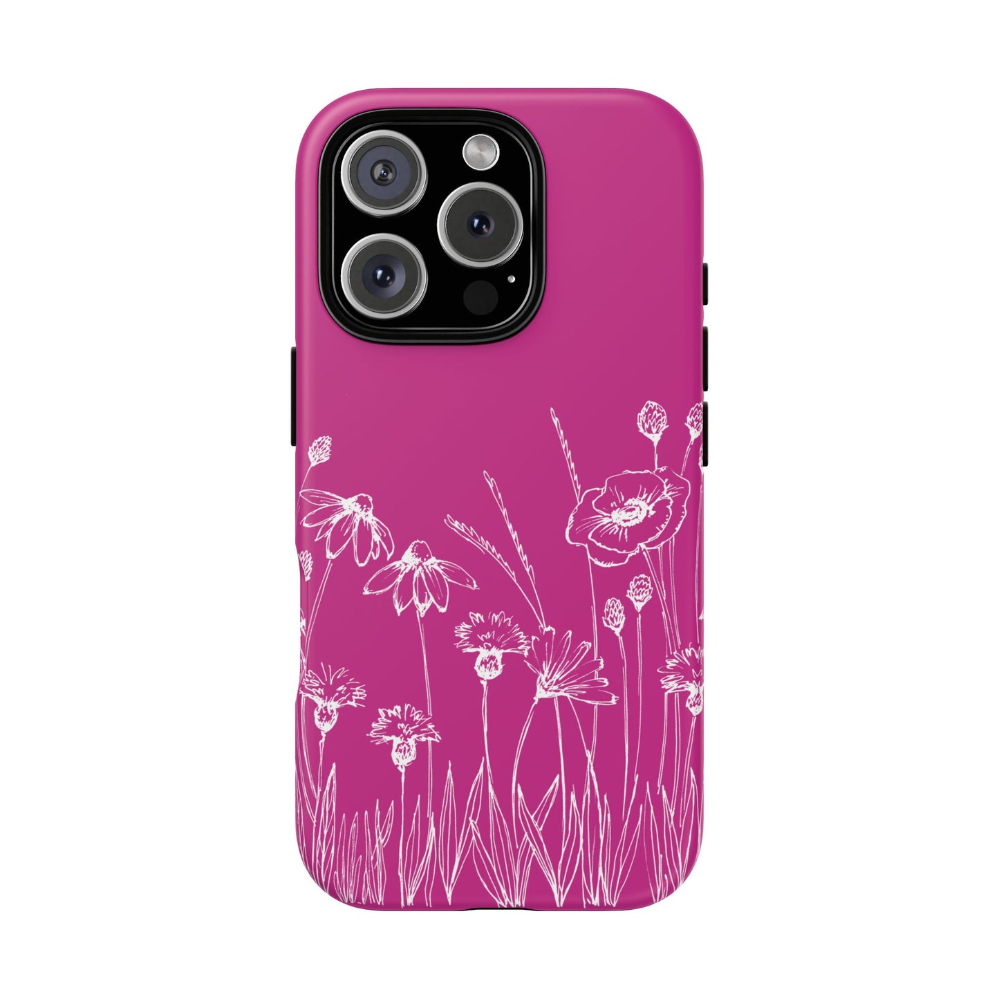 Doodle Flower Phone Case Hot Pink