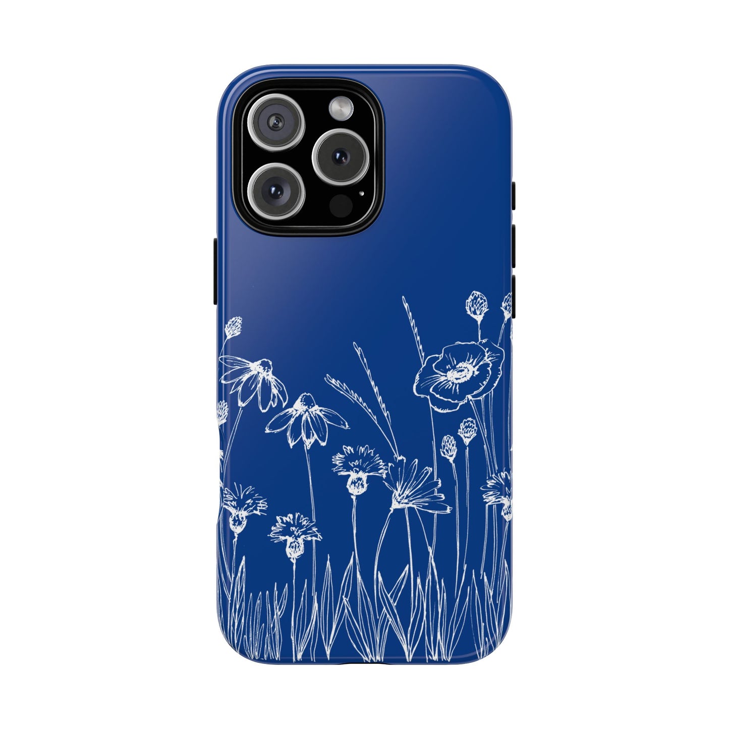 Doodle Flower Phone Case Blue