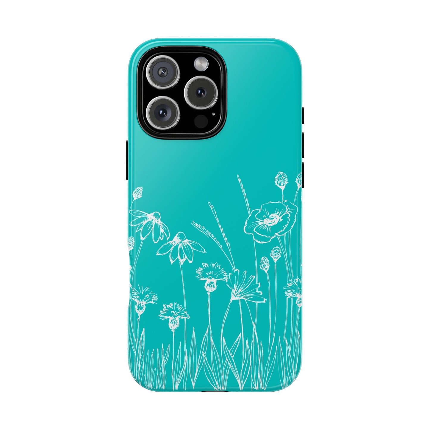 Doodle Flower Phone Case Aqua