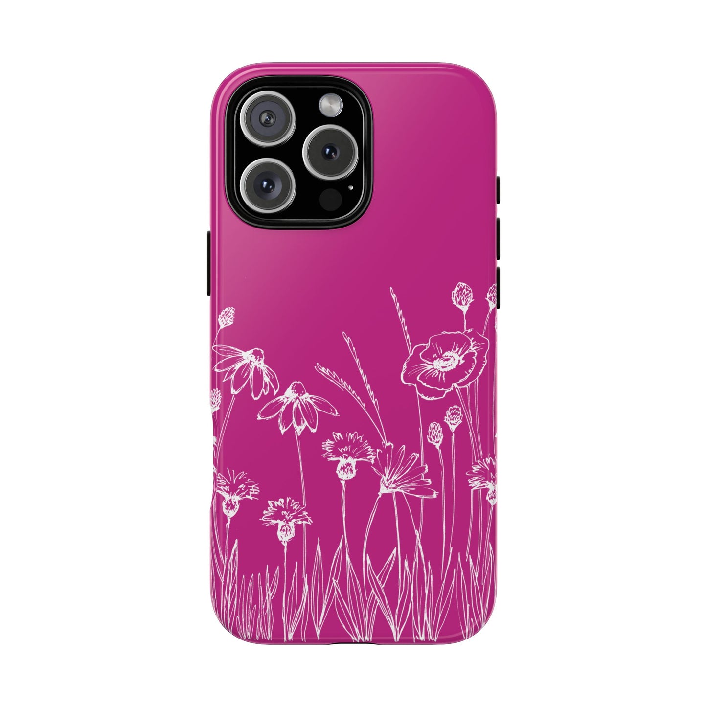 Doodle Flower Phone Case Hot Pink