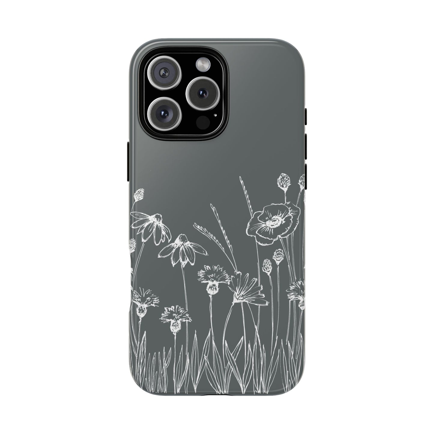 Doodle Flower Phone Case Gray