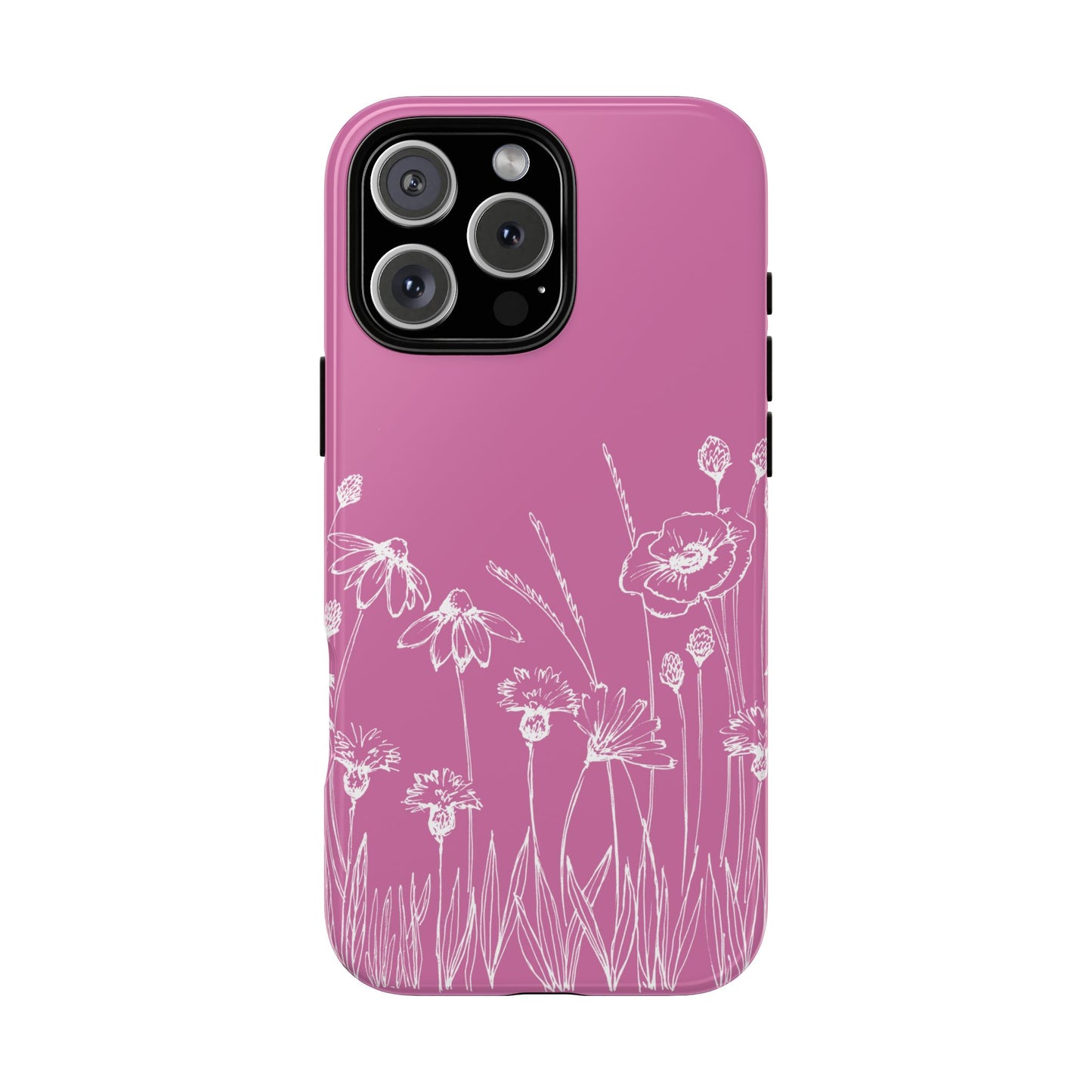 Doodle Flower Phone Case Pink