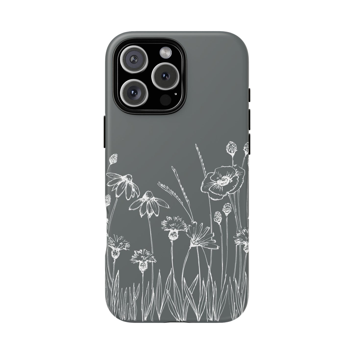 Doodle Flower Phone Case Gray