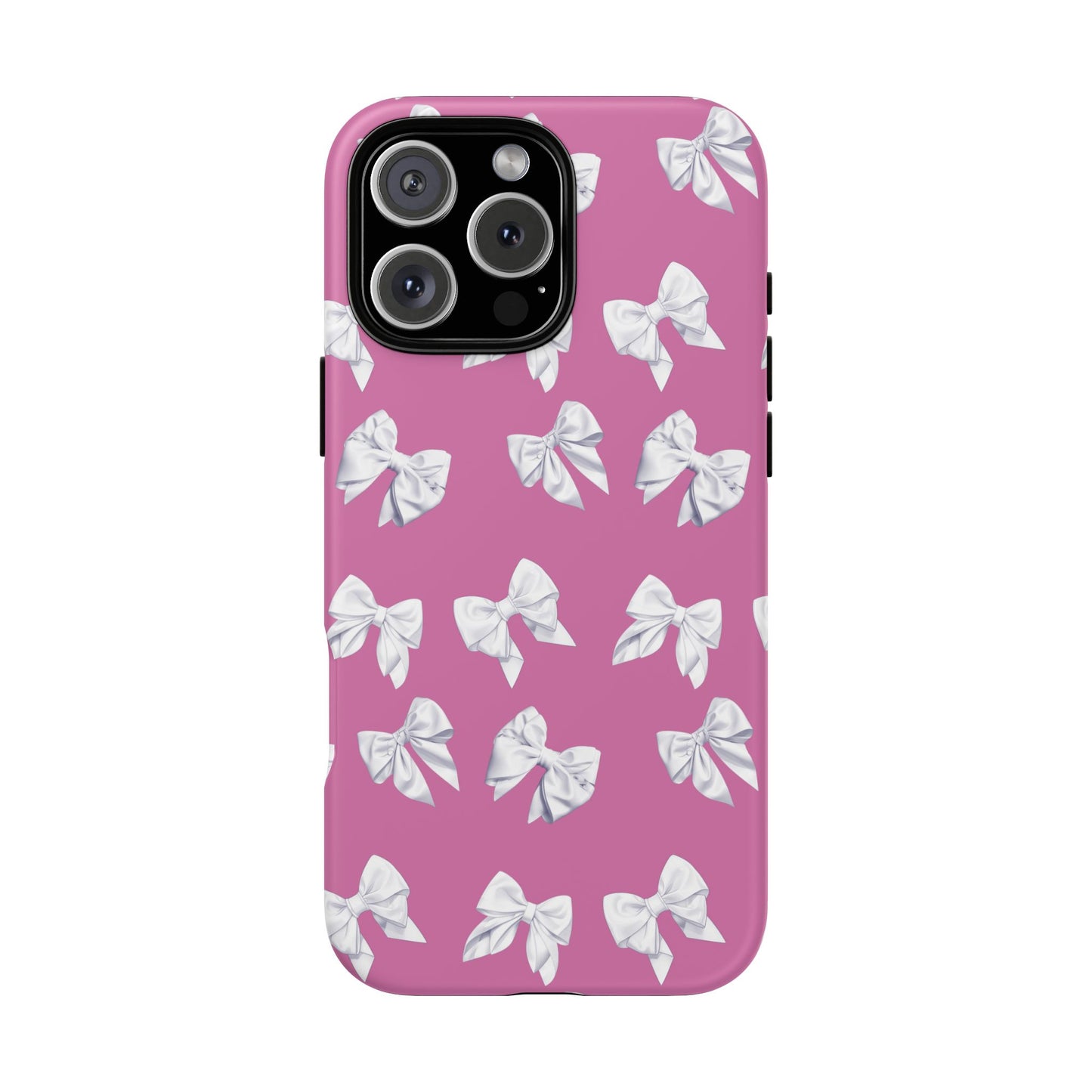 Bow Phone Case White on Pink