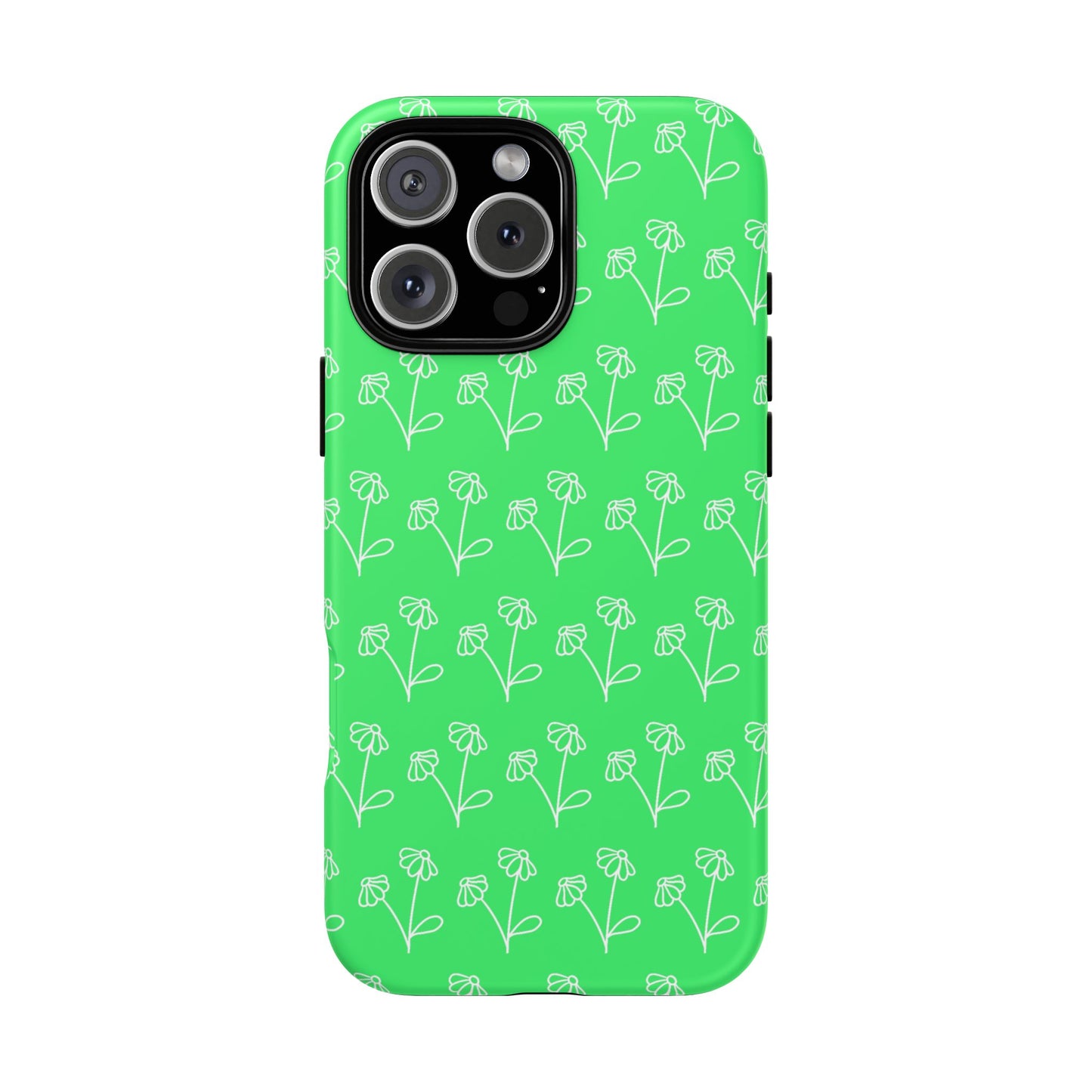 Doodle Flowers Phone Case Bright Green