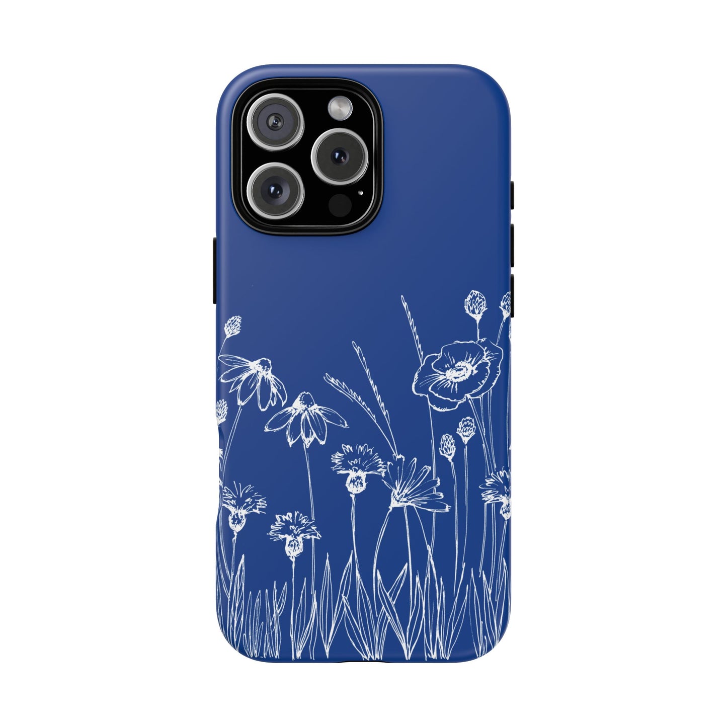 Doodle Flower Phone Case Blue